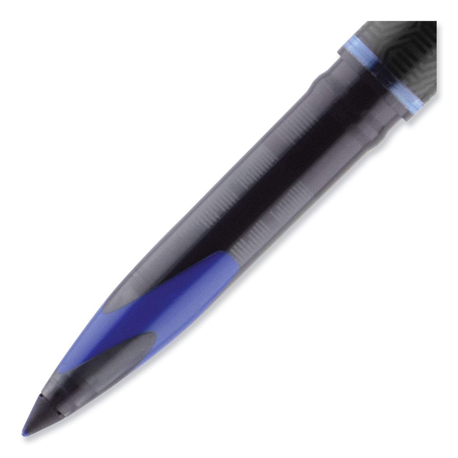 uniball® AIR Porous Rollerball Pen, Stick, Medium 0.7 mm, Blue Ink, Black/Blue Barrel, Dozen