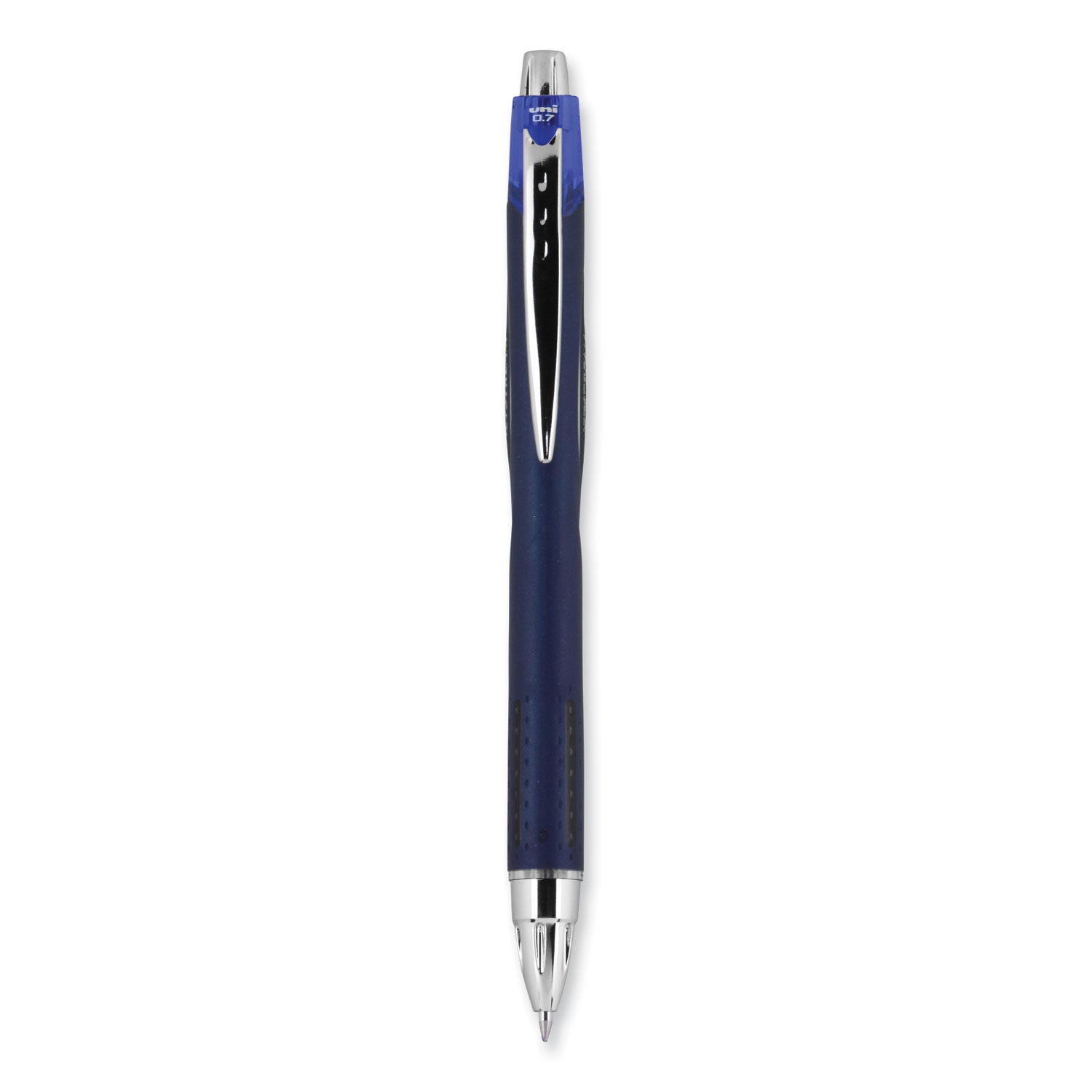 uniball® Jetstream Hybrid Gel Pen, Retractable, Fine 0.7 mm, Blue Ink, Blue/Silver Barrel