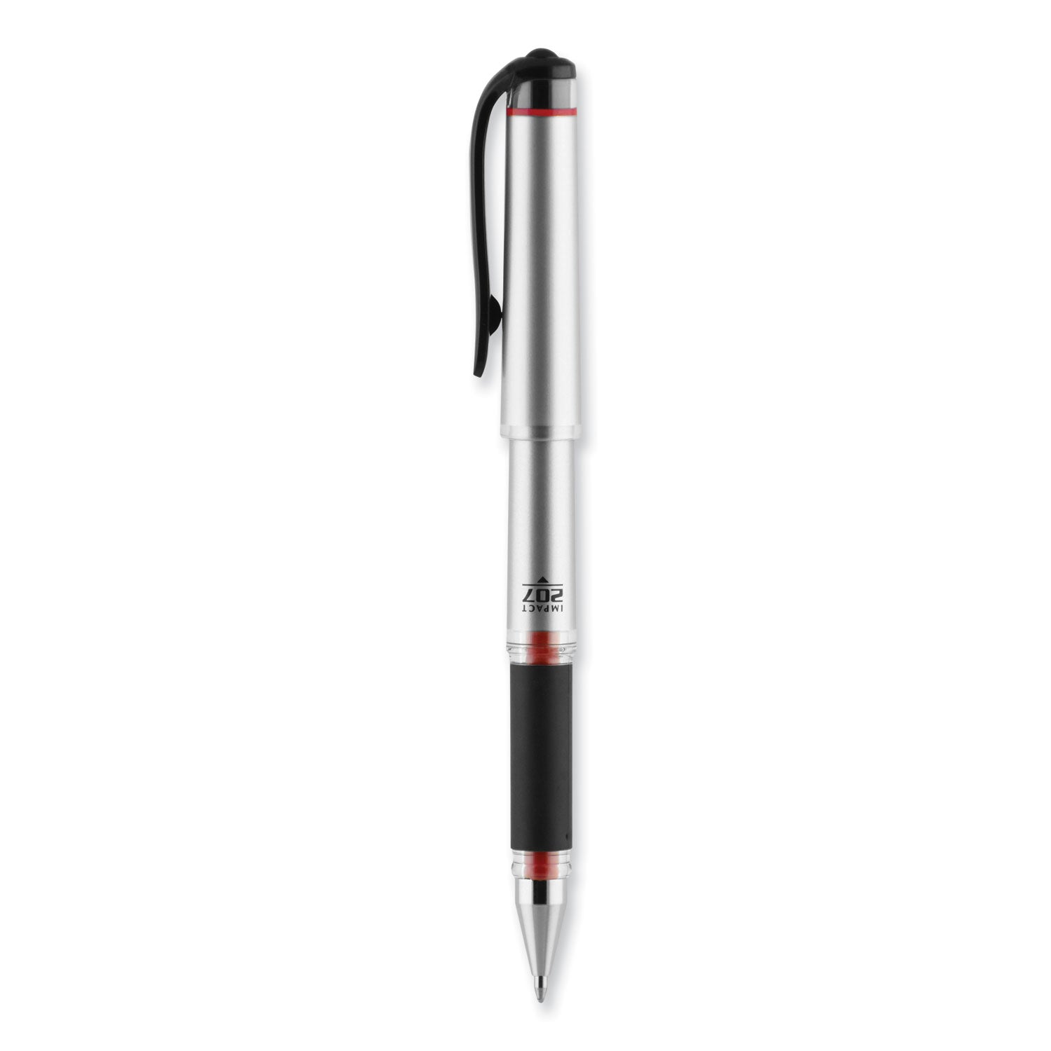 uniball® 207 Impact Gel Pen, Stick, Bold 1 mm, Red Ink, Silver/Black/Red Barrel