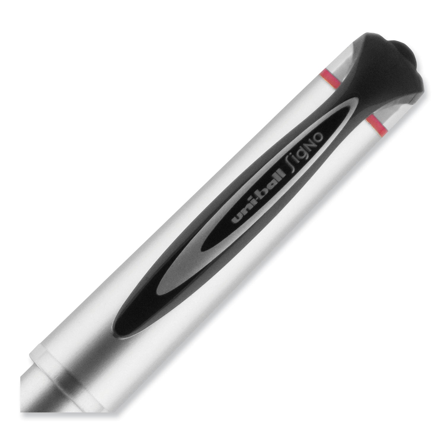 uniball® 207 Impact Gel Pen, Stick, Bold 1 mm, Red Ink, Silver/Black/Red Barrel