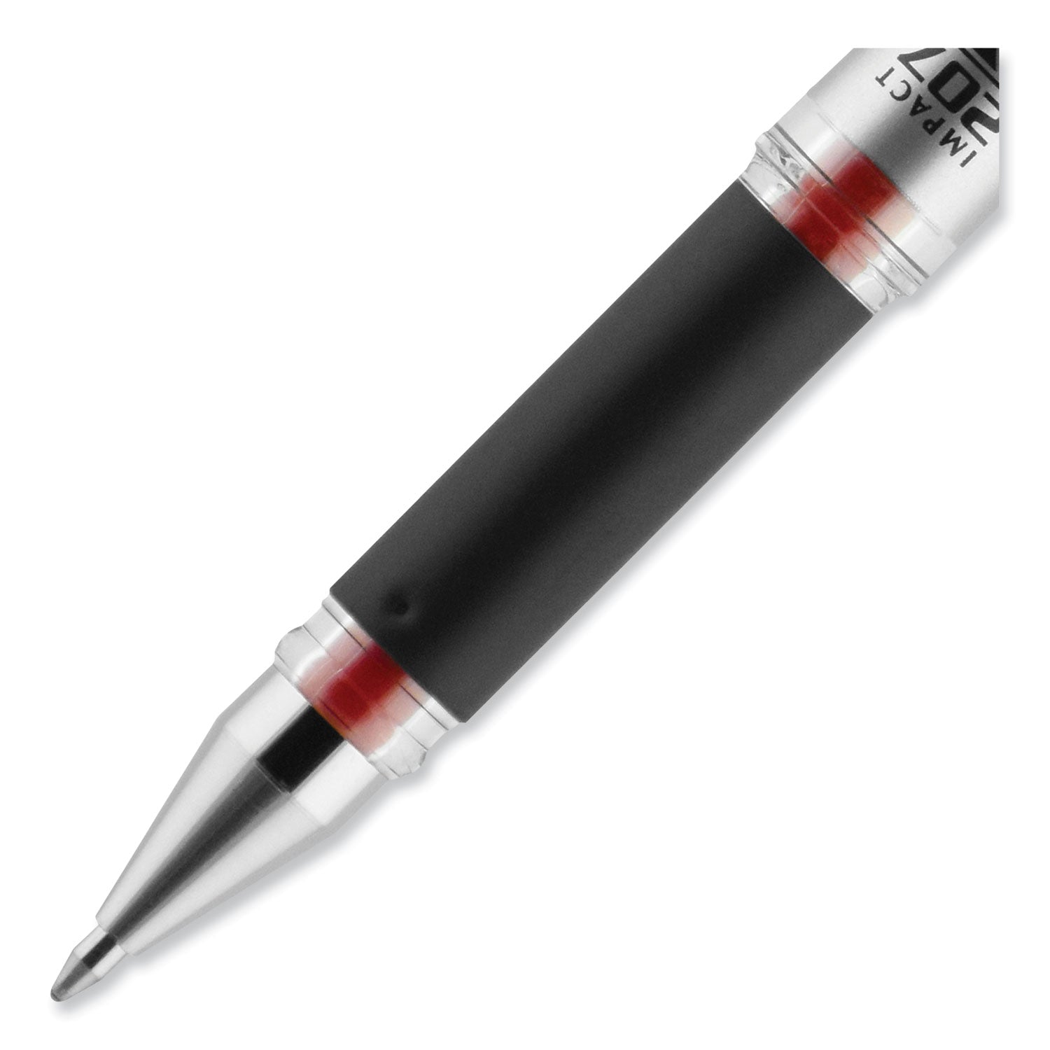 uniball® 207 Impact Gel Pen, Stick, Bold 1 mm, Red Ink, Silver/Black/Red Barrel