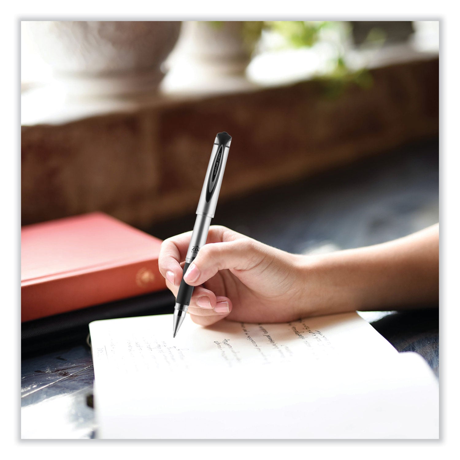 uniball® 207 Impact Gel Pen, Stick, Bold 1 mm, Red Ink, Silver/Black/Red Barrel