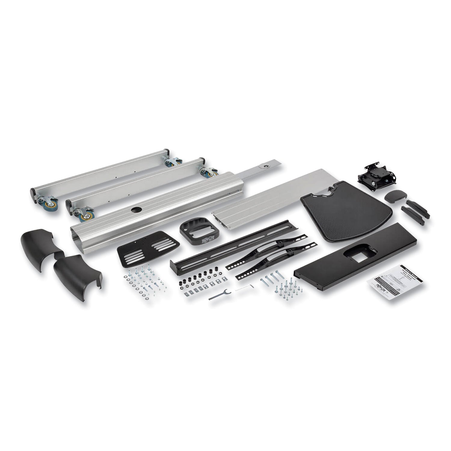 Tripp Lite by Eaton Flat Panel Floor Stand, Tilt Range: -12 to +5, Metal, 1 Shelf, 110 lb Capacity, 32.6" x 27.6" x 81.5", Silver/Black