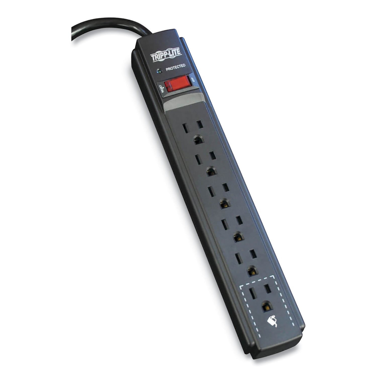 Protect It! Surge Protector, 6 AC Outlets, 6 ft Cord, 790 J, Black