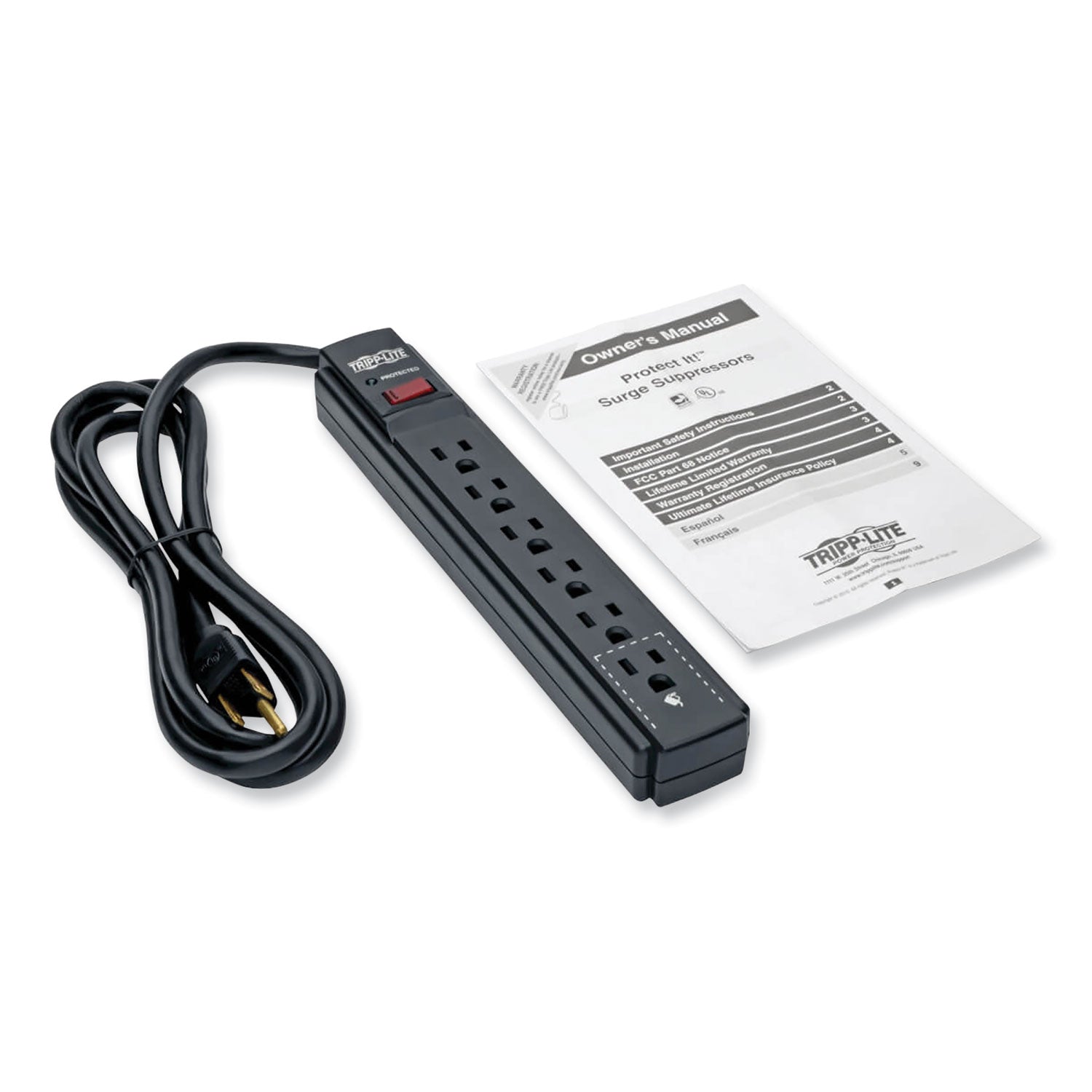 Tripp Lite by Eaton Protect It! Surge Protector, 6 AC Outlets, 6 ft Cord, 790 J, Black