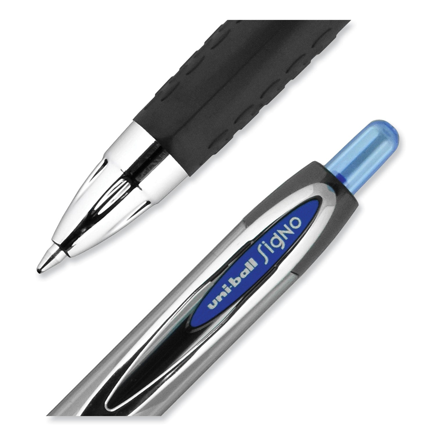 uniball® Signo 207 Gel Pen, Retractable, Medium 0.7 Mm, Blue Ink, Smoke/black/blue Barrel, Dozen