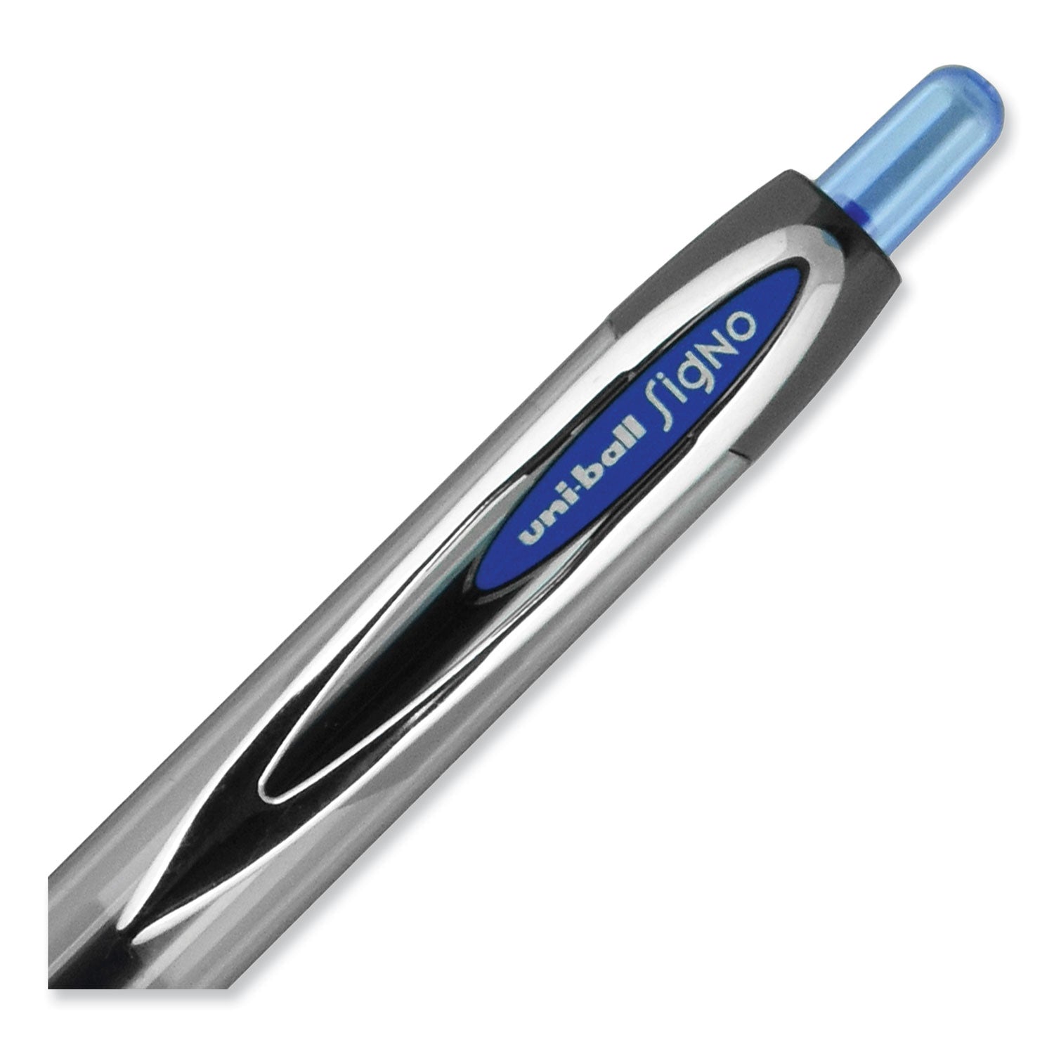 uniball® Signo 207 Gel Pen, Retractable, Medium 0.7 Mm, Blue Ink, Smoke/black/blue Barrel, Dozen
