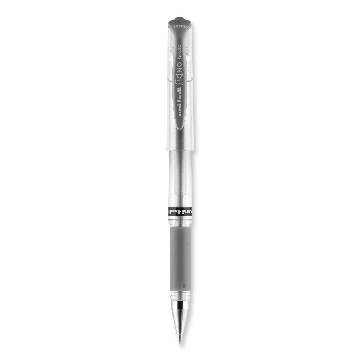 uniball® Impact Gel Pen, Stick, Medium 1 Mm, Silver Metallic Ink, Silver Barrel