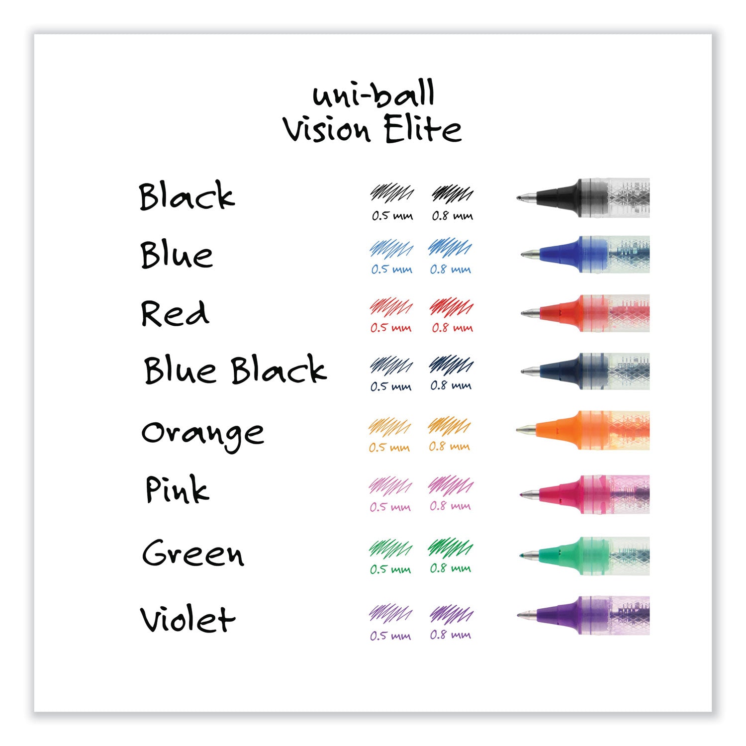 uniball® VISION ELITE Hybrid Gel Pen, Stick, Bold 0.8 mm, Black Ink, White/Black/Clear Barrel