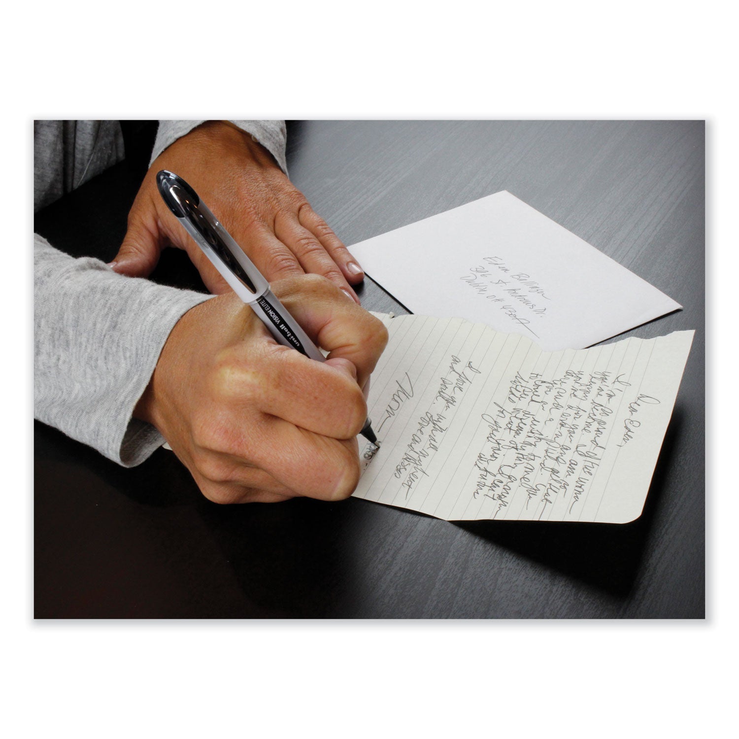 uniball® VISION ELITE Hybrid Gel Pen, Stick, Bold 0.8 mm, Black Ink, White/Black/Clear Barrel