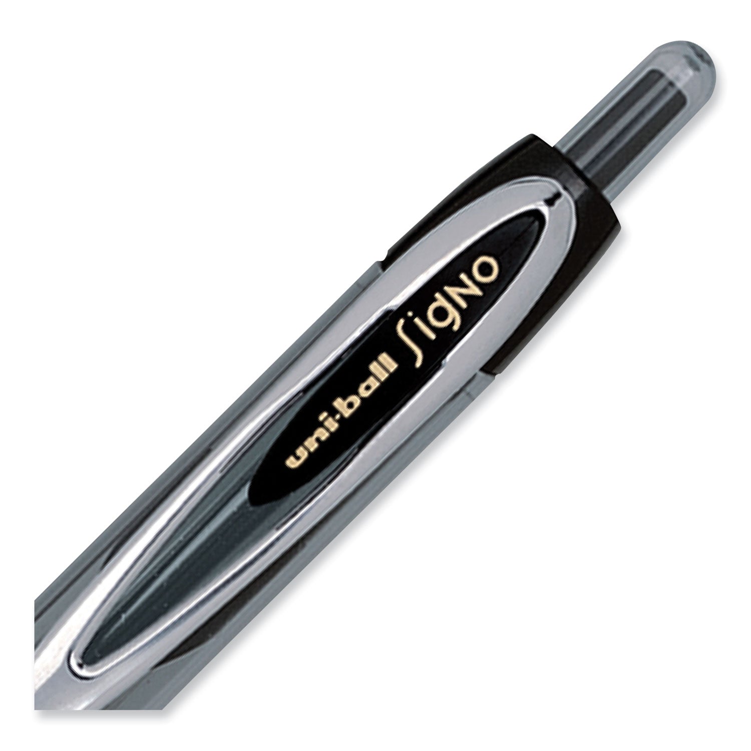 uniball® Signo 207 Gel Pen, Retractable, Fine 0.5 mm, Black Ink, Smoke/Black Barrel, Dozen