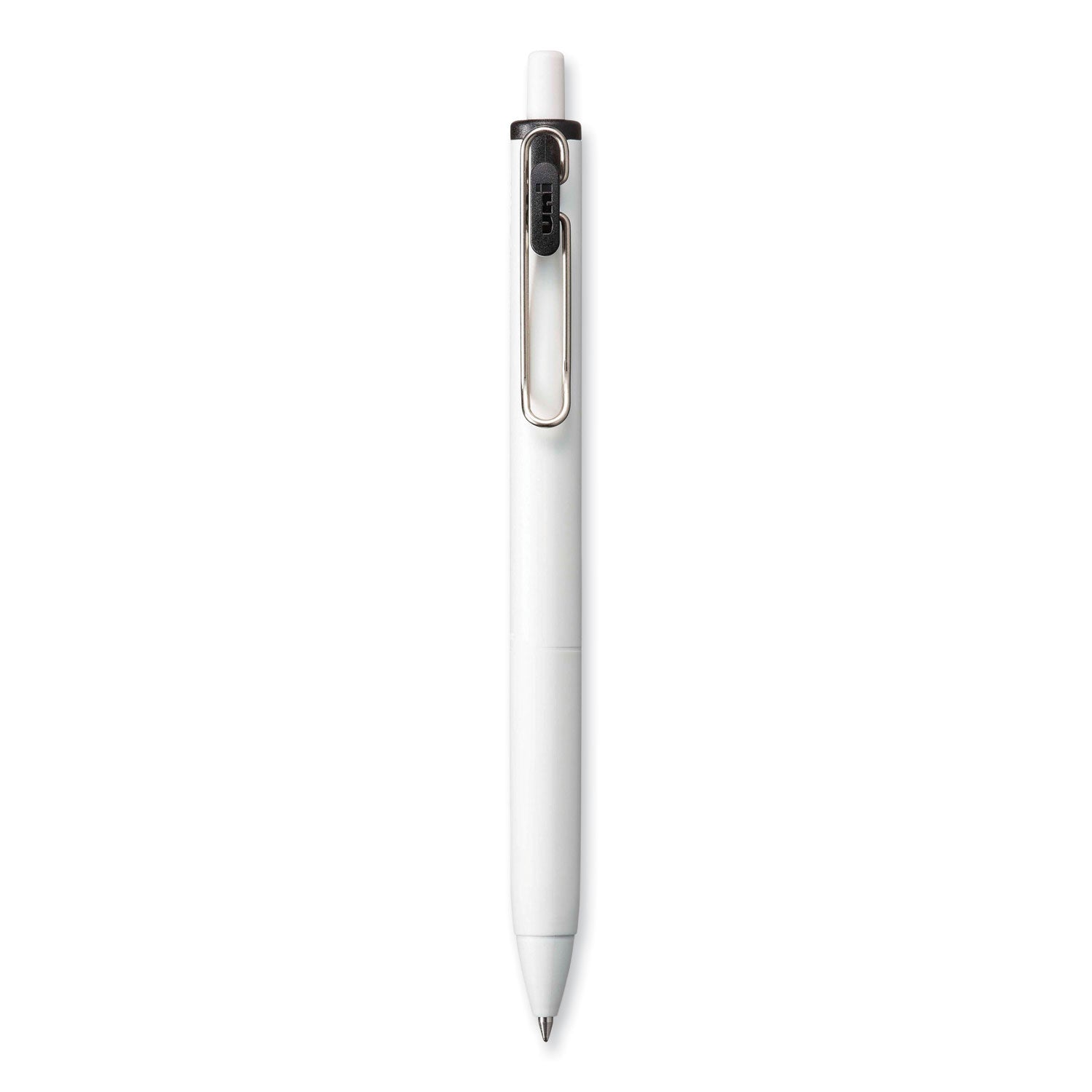uniball® uniONE Gel Pen, Retractable, Medium 0.7 mm, Black Ink, White/Black Barrel, Dozen