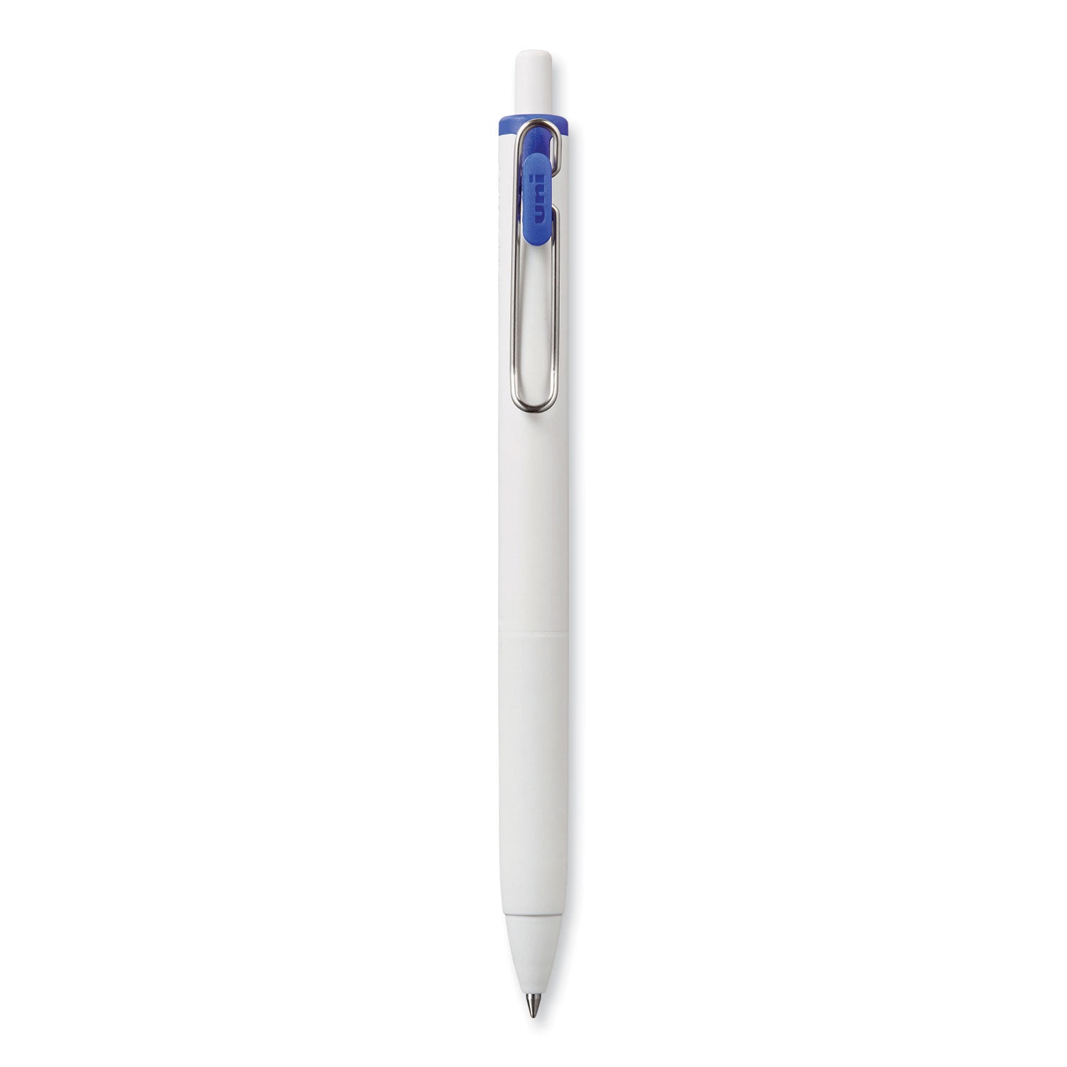 uniball® uniONE Gel Pen, Retractable, Medium 0.7 mm, Blue Ink, White/Blue Barrel, Dozen