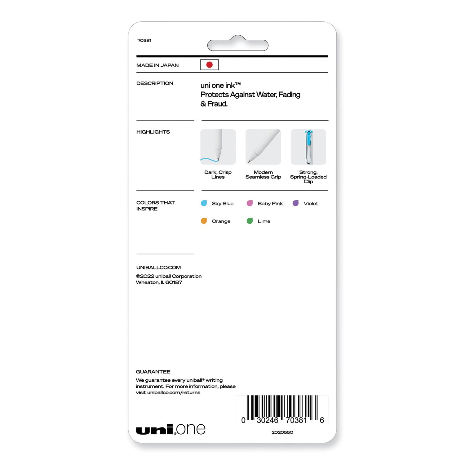 uniball® uniONE Gel Pen, Retractable, Medium 0.7 mm, Assorted Fashion Ink and Barrel Colors, 5/Pack