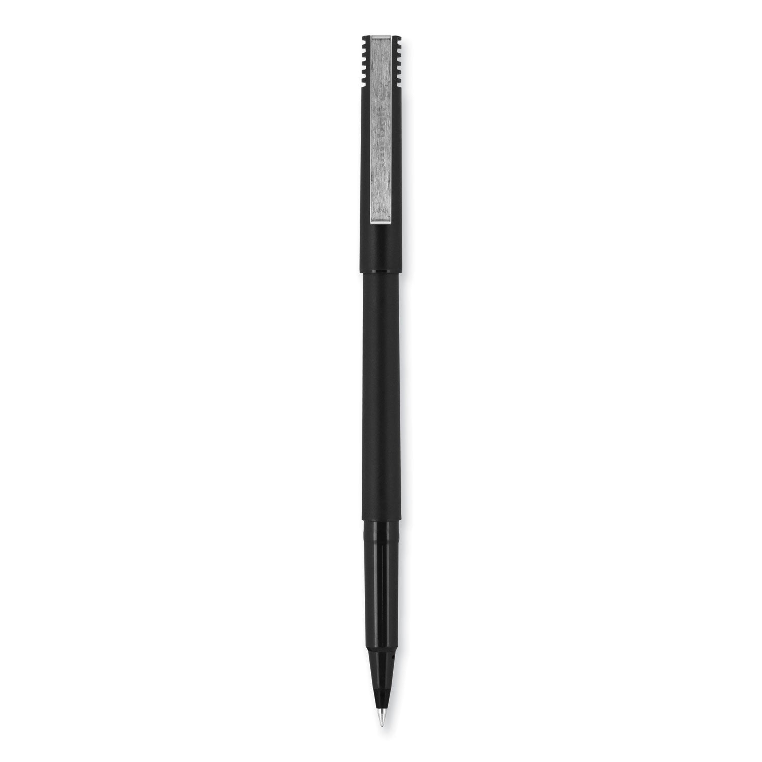 uniball® Rollerball Pen, Stick, Extra-Fine 0.5 mm, Black Ink, Black Barrel, 72/Pack
