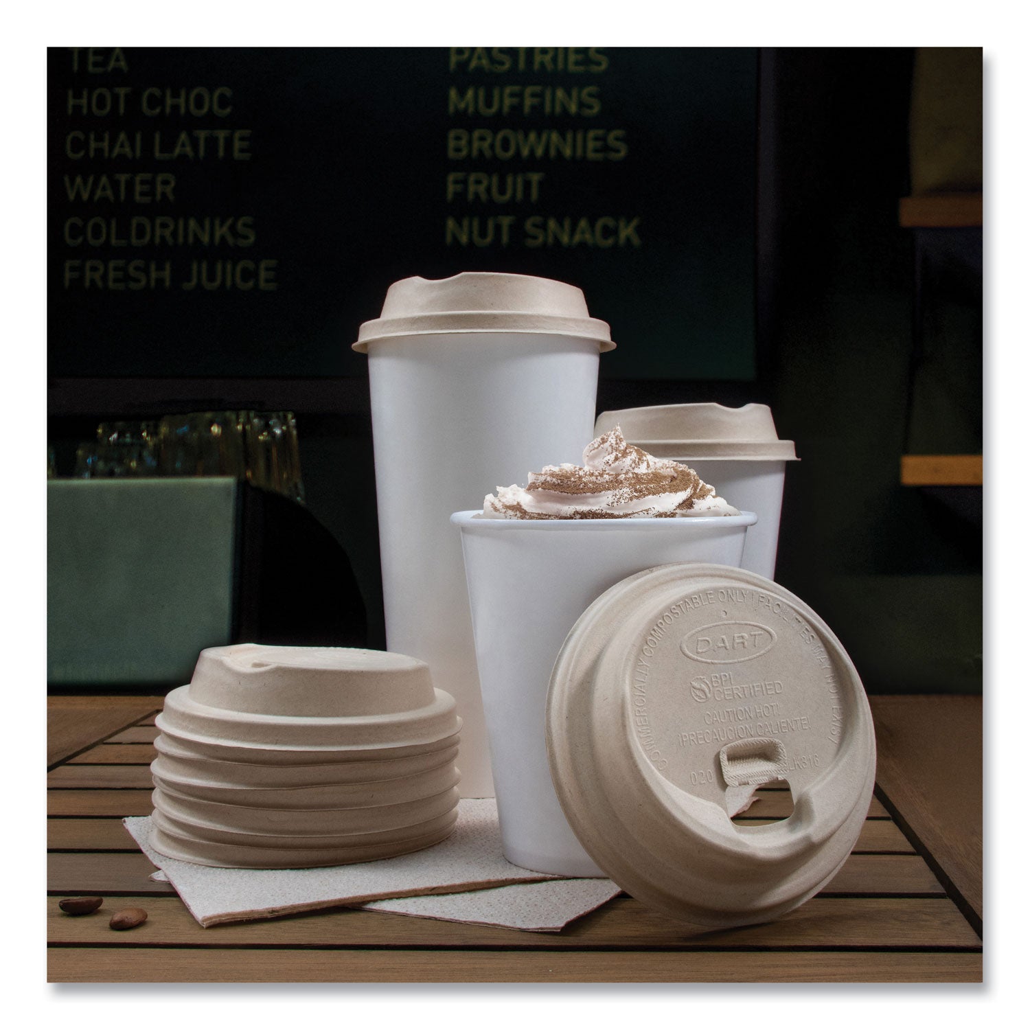 Dart® Molded Fiber Lids for Paper Cups, ProPlanet Seal, Fits 10 oz to 24 oz Hot Cups, Tan, 1,000/Carton
