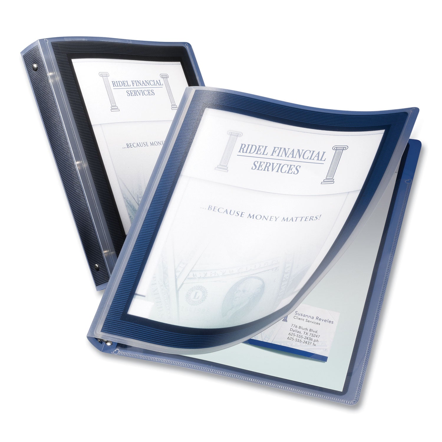 Avery® Flexi-View Binder With Round Rings, 3 Rings, 1.5" Capacity, 11 X 8.5, Navy Blue