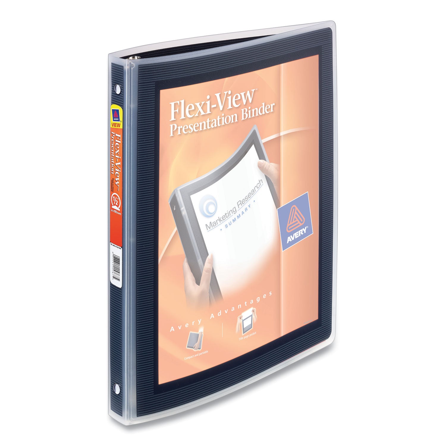 Avery® Flexi-View Binder With Round Rings, 3 Rings, 0.5" Capacity, 11 X 8.5, Black