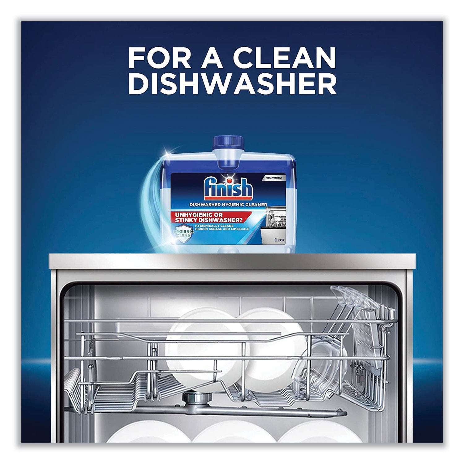 FINISH® Dishwasher Cleaner, Fresh, 8.45 Oz Bottle, 6/carton