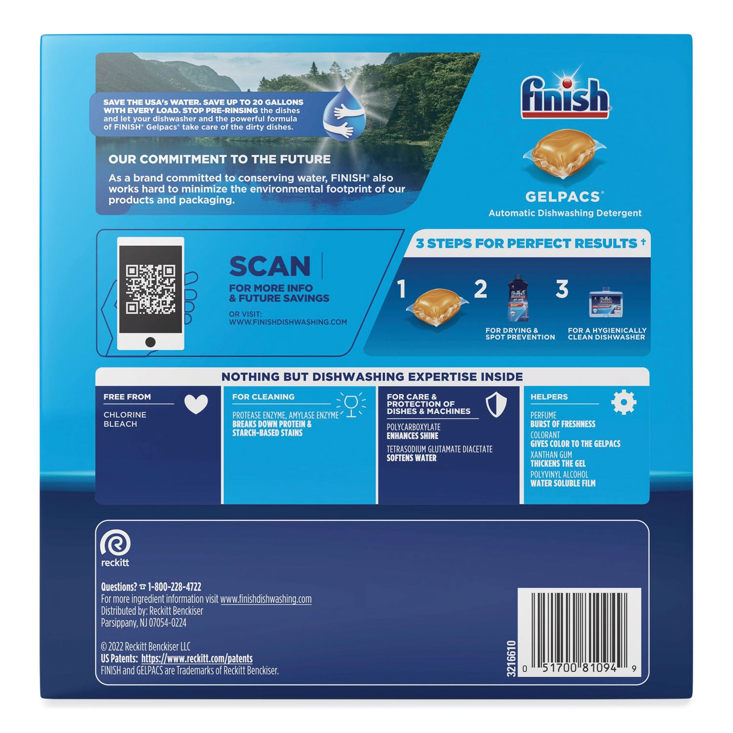 FINISH® Dish Detergent Gelpacs, Orange Scent, 54/box, 4 Boxes/carton