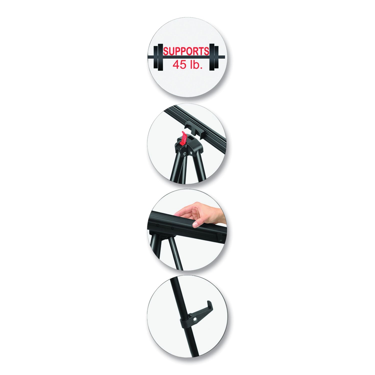 MasterVision® Telescoping Tripod Display Easel, Adjusts 35" To 64" High, Metal, Black