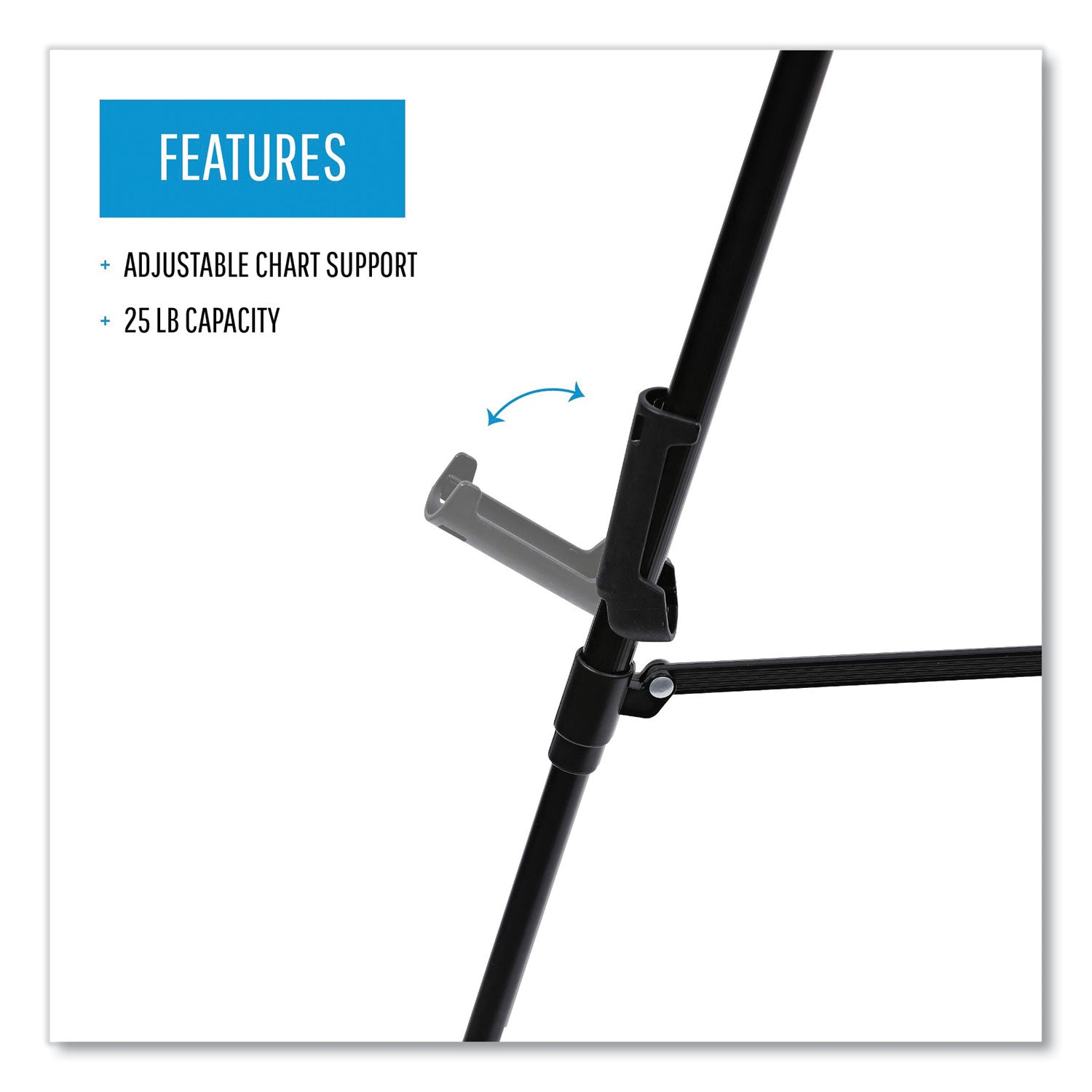 MasterVision® Telescoping Tripod Display Easel, Adjusts 35" To 64" High, Metal, Black