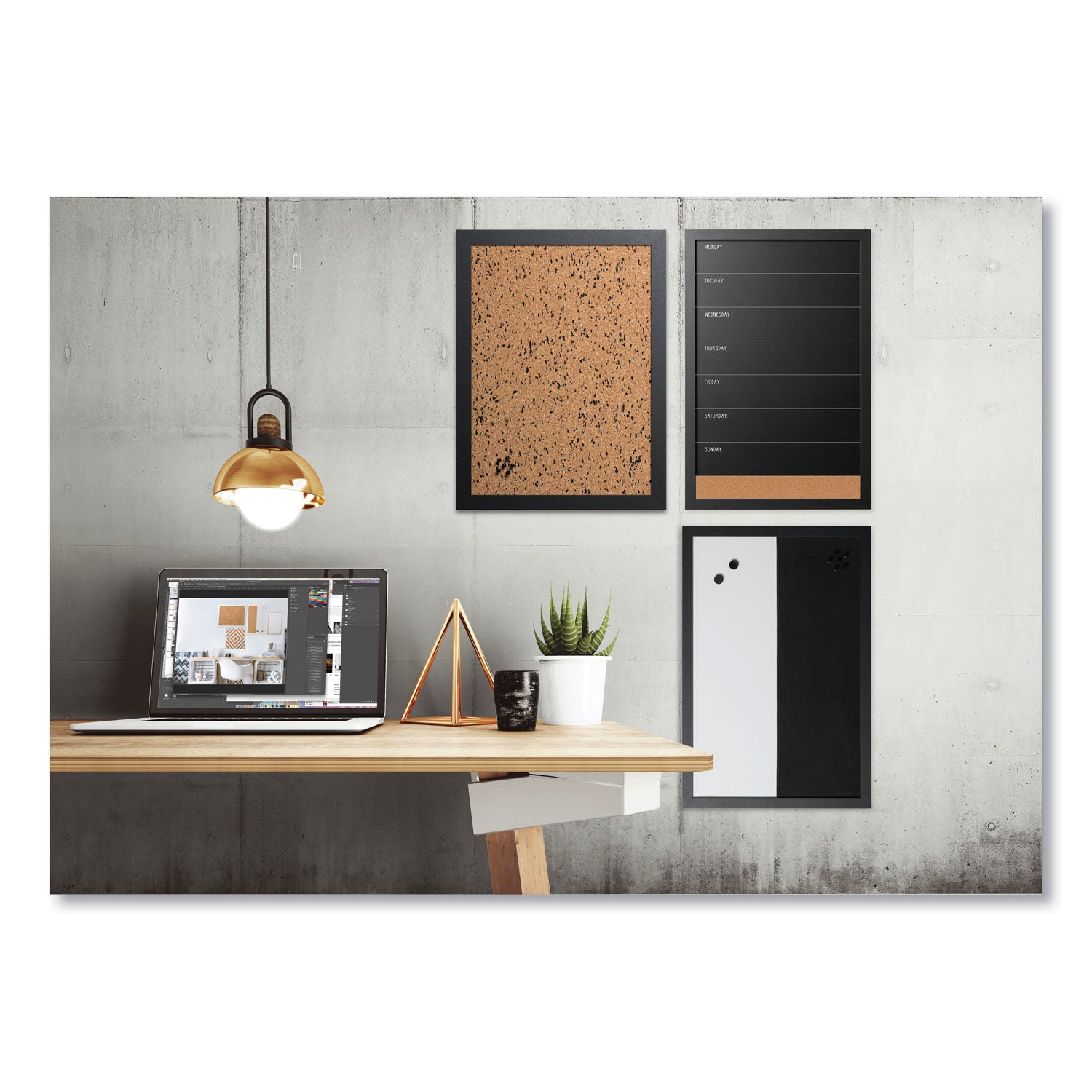 MasterVision® Black/White Message Board Set, (1) Bulletin, (1) Chalk/Bulletin, (1) Dry-Erase/Bulletin, Assorted Sizes, Assorted Colors