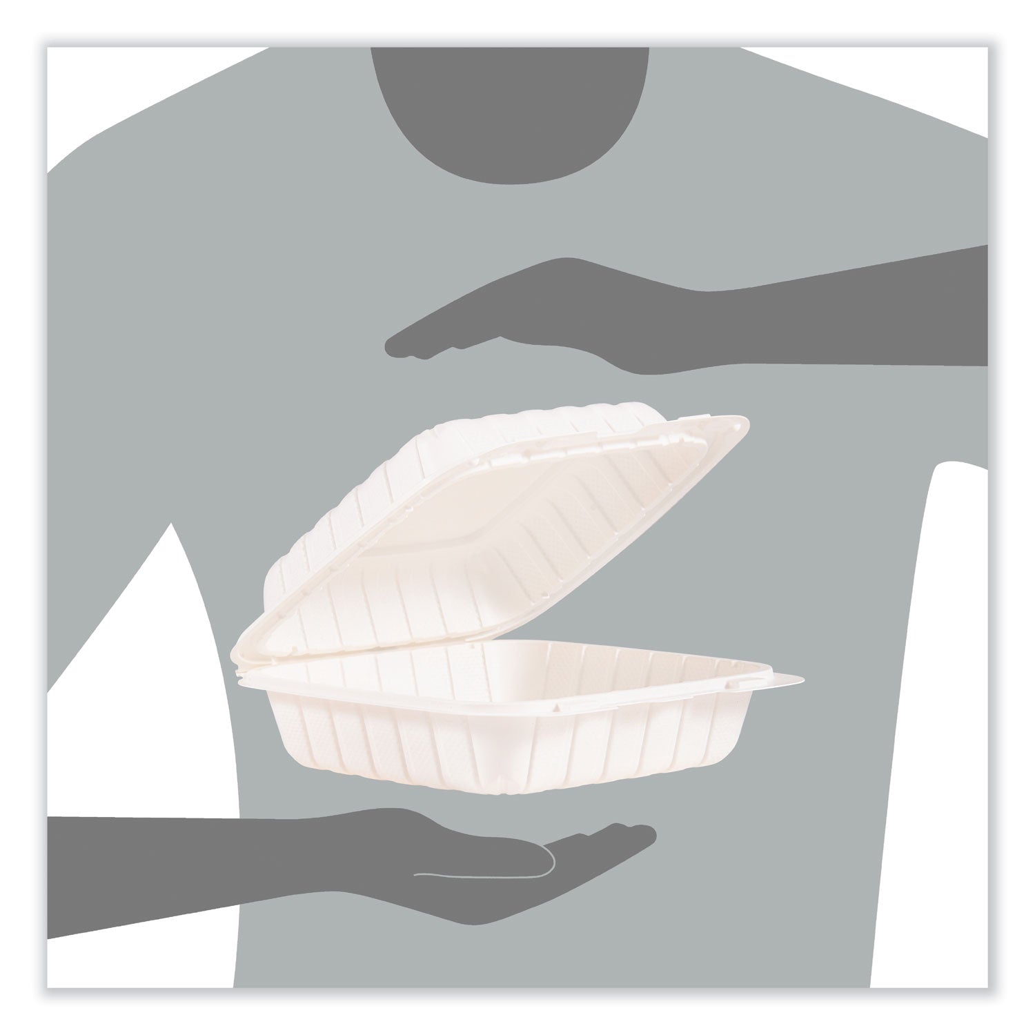 Dart® Hinged Lid Containers, 8.25 x 8 x 3, White, Plastic, 150/Carton