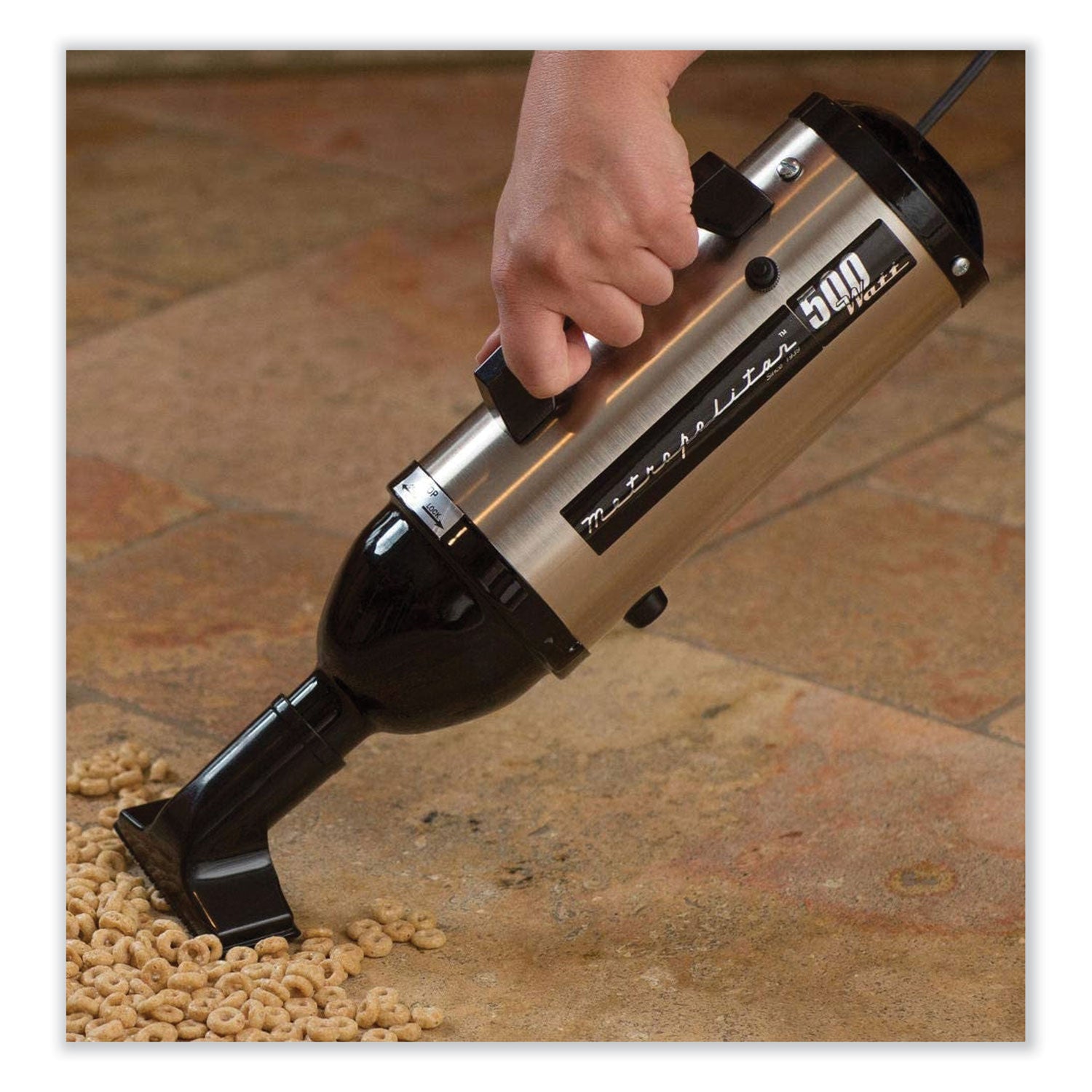 MetroVac Evolution Hand Vacuum with Turbo Brush, Silver/Black