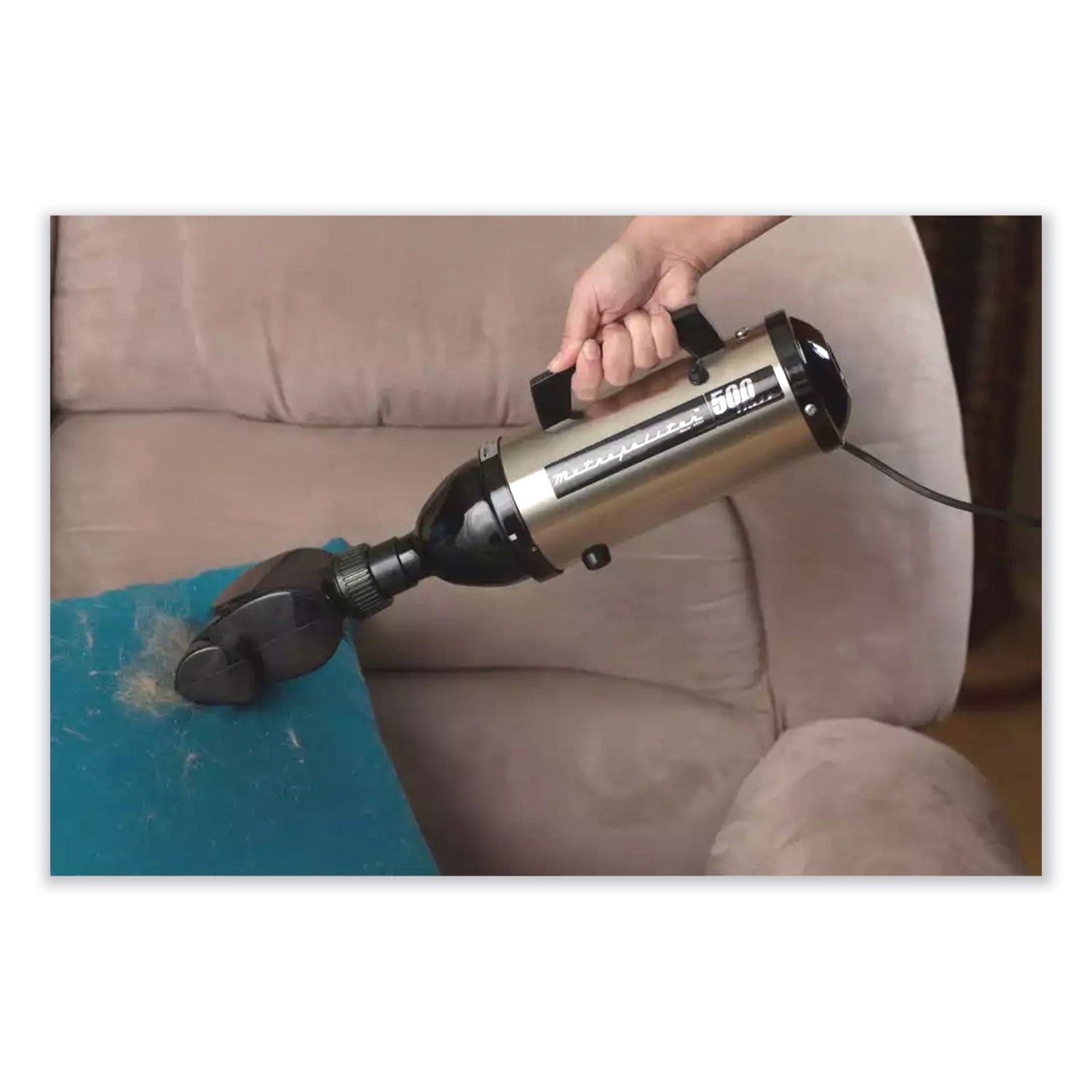 MetroVac Evolution Hand Vacuum with Turbo Brush, Silver/Black