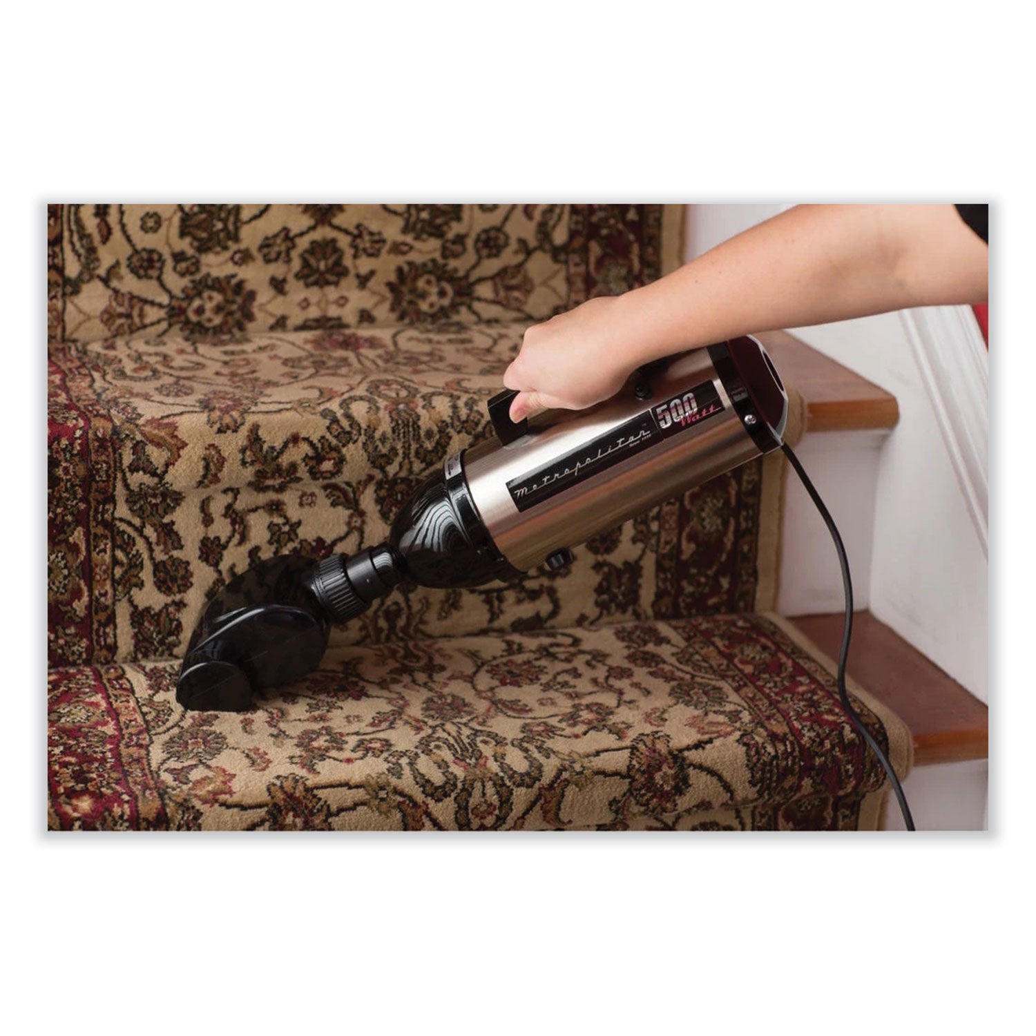 MetroVac Evolution Hand Vacuum with Turbo Brush, Silver/Black