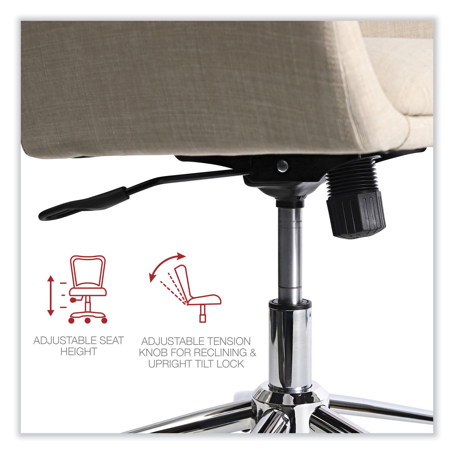 Workspace by Alera® Mid-Century Task Chair, Supports Up to 275 lb, 18.9" to 22.24" Seat Height, Cream Seat, Cream Back