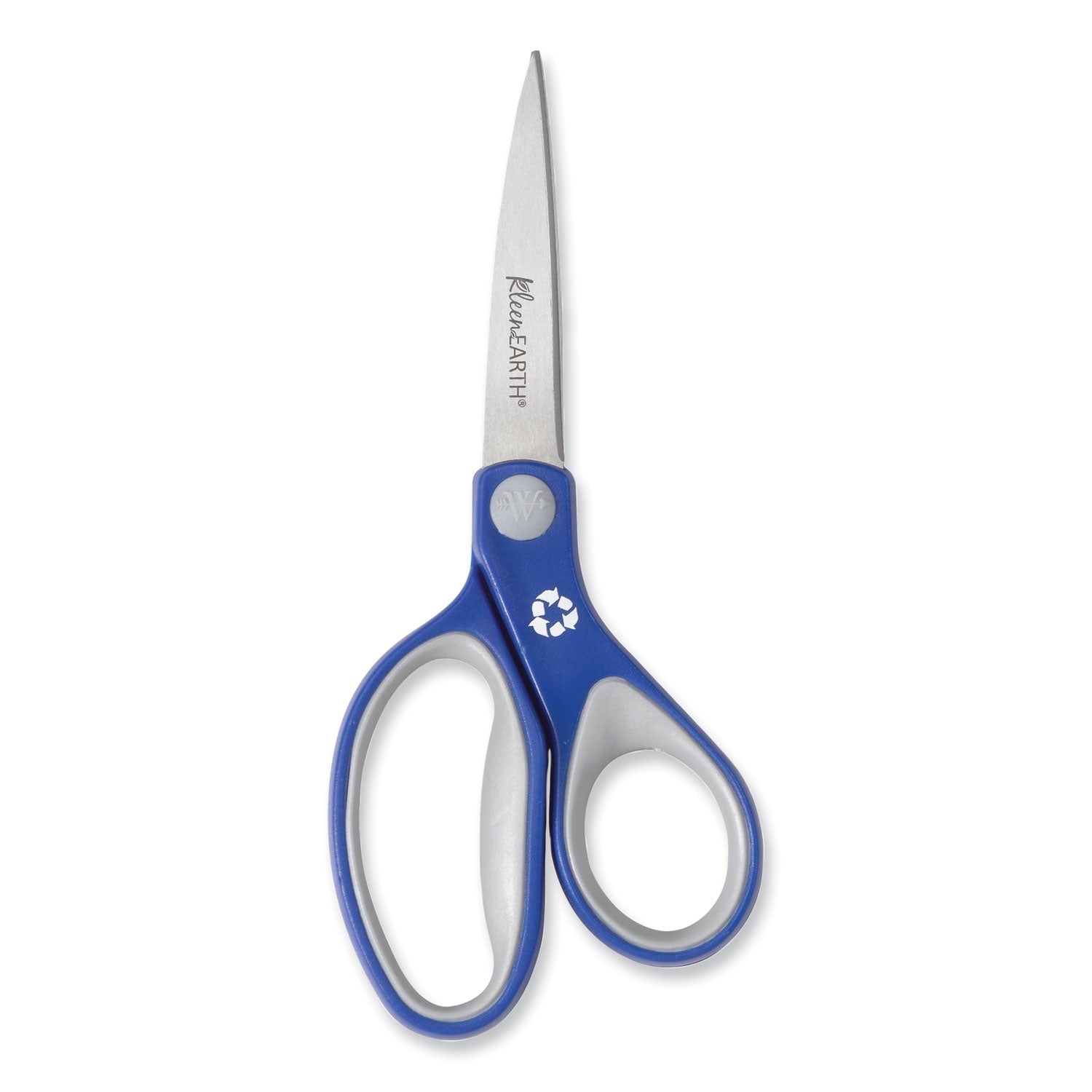 Westcott® KleenEarth Soft Handle Scissors, 7" Long, 2.25" Cut Length, Straight Blue/Gray Handle