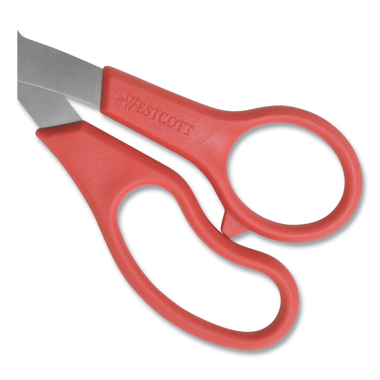 Westcott® Value Line Stainless Steel Shears, 8" Long, 3.5" Cut Length, Crane-Style Red Handle