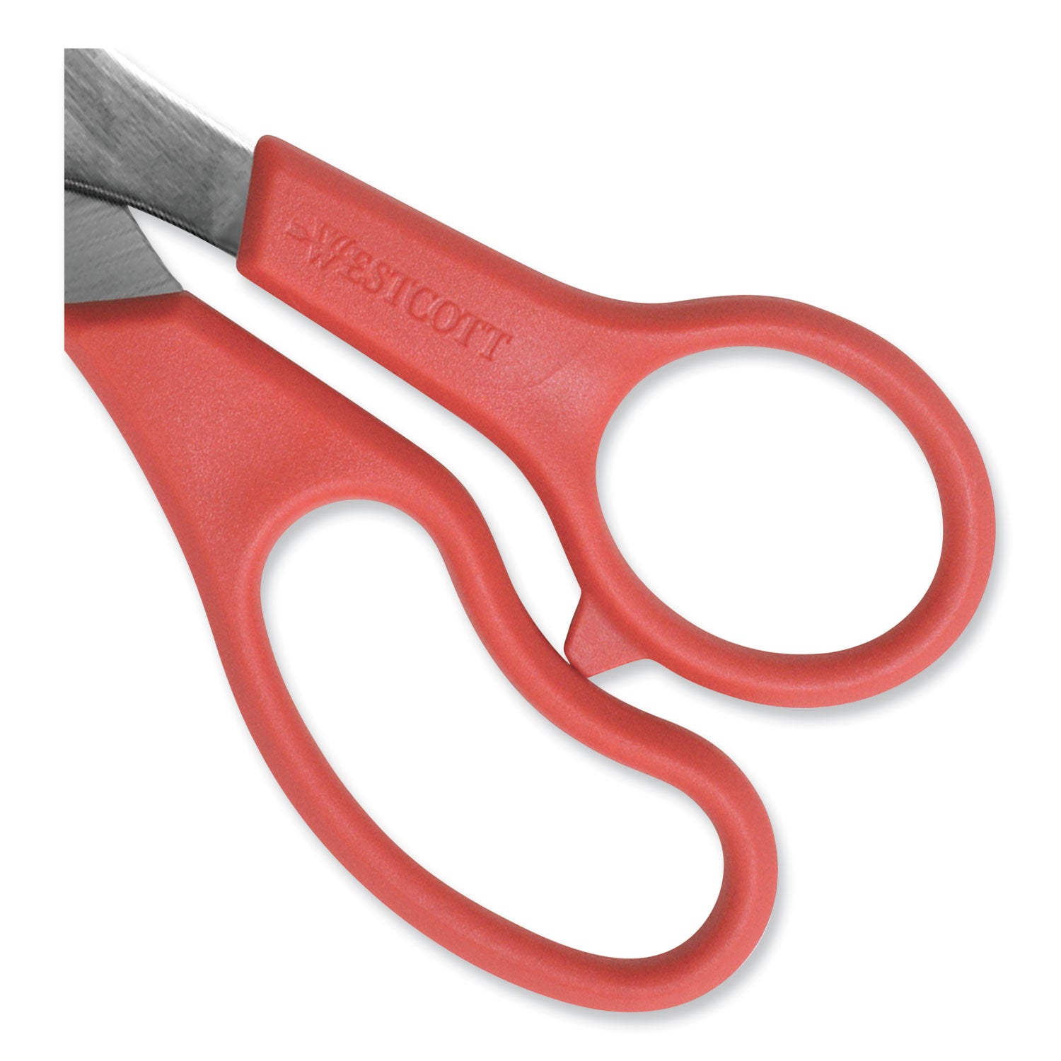 Westcott® Value Line Stainless Steel Shears, 8" Long, 3.5" Cut Length, Offset Red Handle