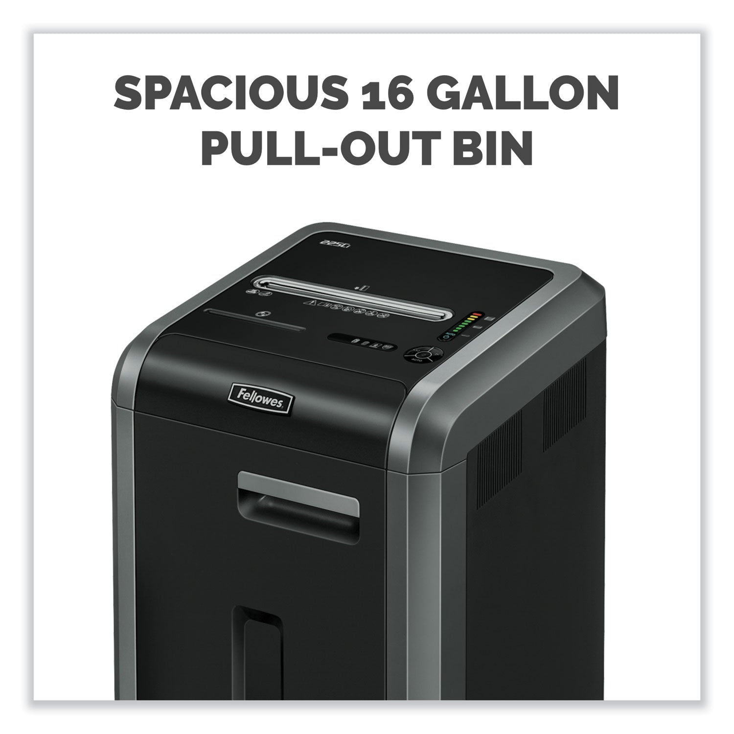 Fellowes® Powershred 225ci 100% Jam Proof Cross-Cut Shredder, 22 Manual Sheet Capacity