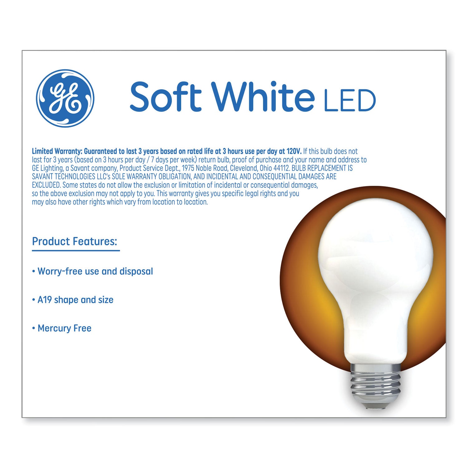 GE Classic Led Soft White Non-Dim A19 Light Bulb, 9 W, 2/pack
