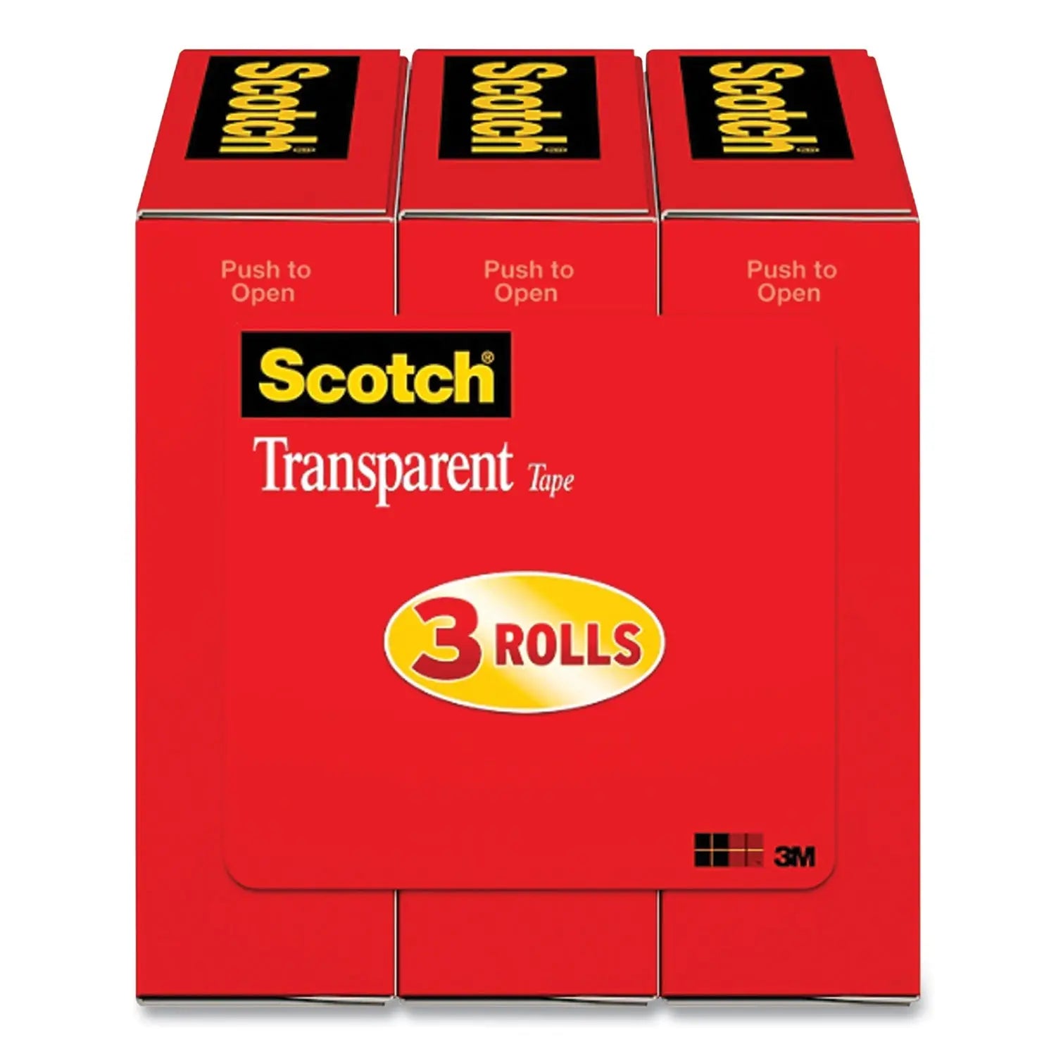 Transparent Tape, 1" Core, 0.75" x 27.77 yds, Crystal Clear, 3/Pack