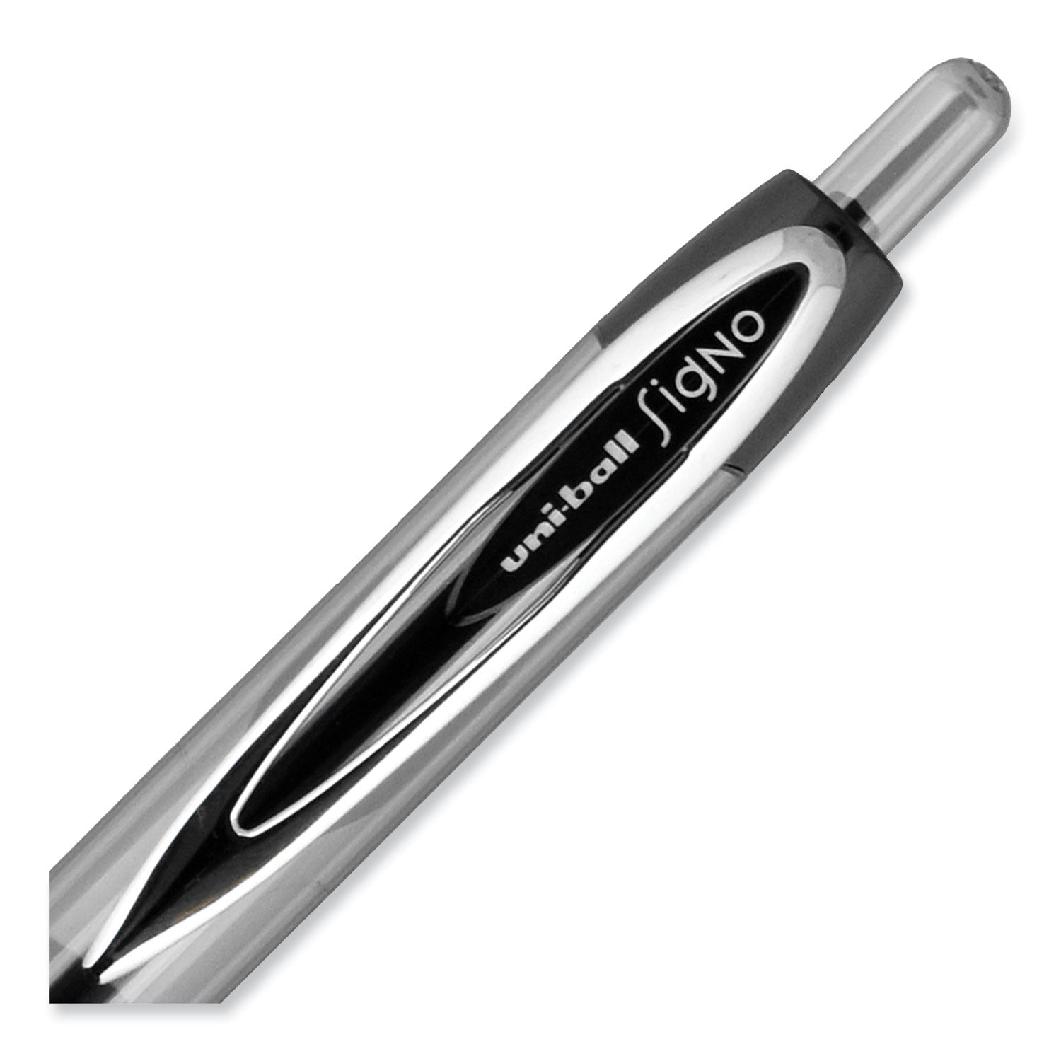 uniball® Signo 207 Gel Pen, Retractable, Medium 0.7 mm, Black Ink, Clear/Black Barrel, 5/Pack