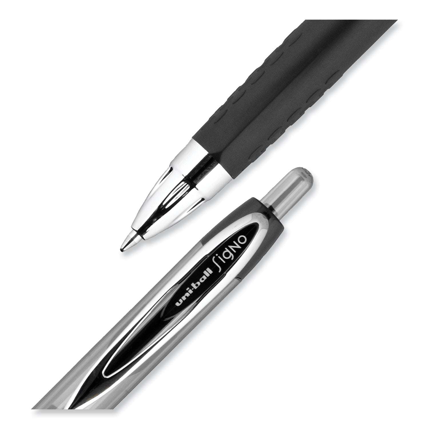 uniball® Signo 207 Gel Pen, Retractable, Medium 0.7 mm, Black Ink, Clear/Black Barrel, 5/Pack