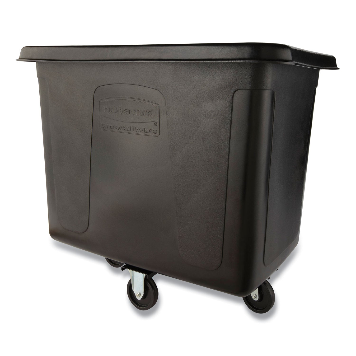 Rubbermaid® Commercial Cube Truck, 12 cu ft, 400 lb Capacity, Medium-Density Polyethylene/Metal Frame, Black