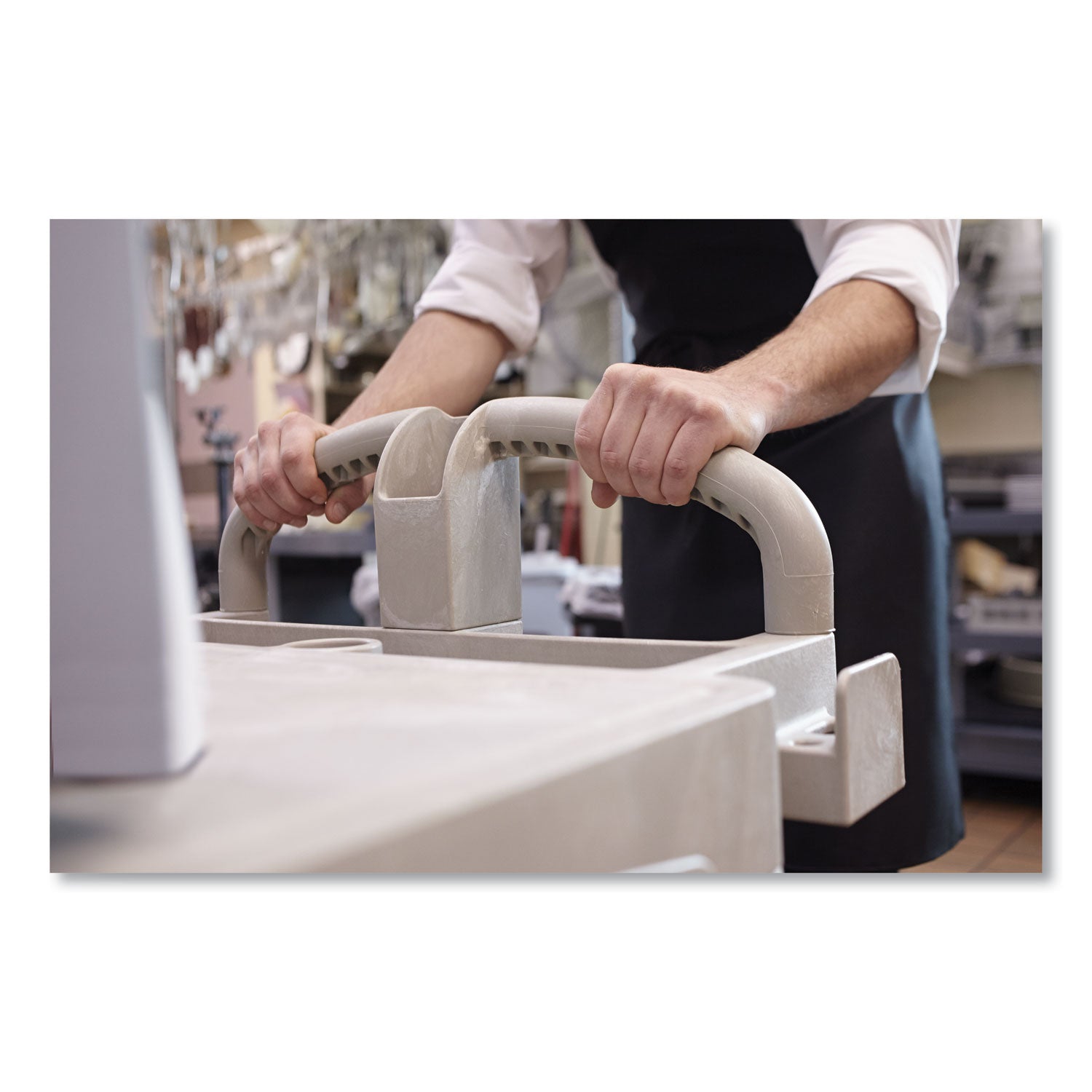 Rubbermaid® Commercial Flat Shelf Utility Cart, Plastic, 2 Shelves, 500 lb Capacity, 25.25" x 44" x 38.13", Black