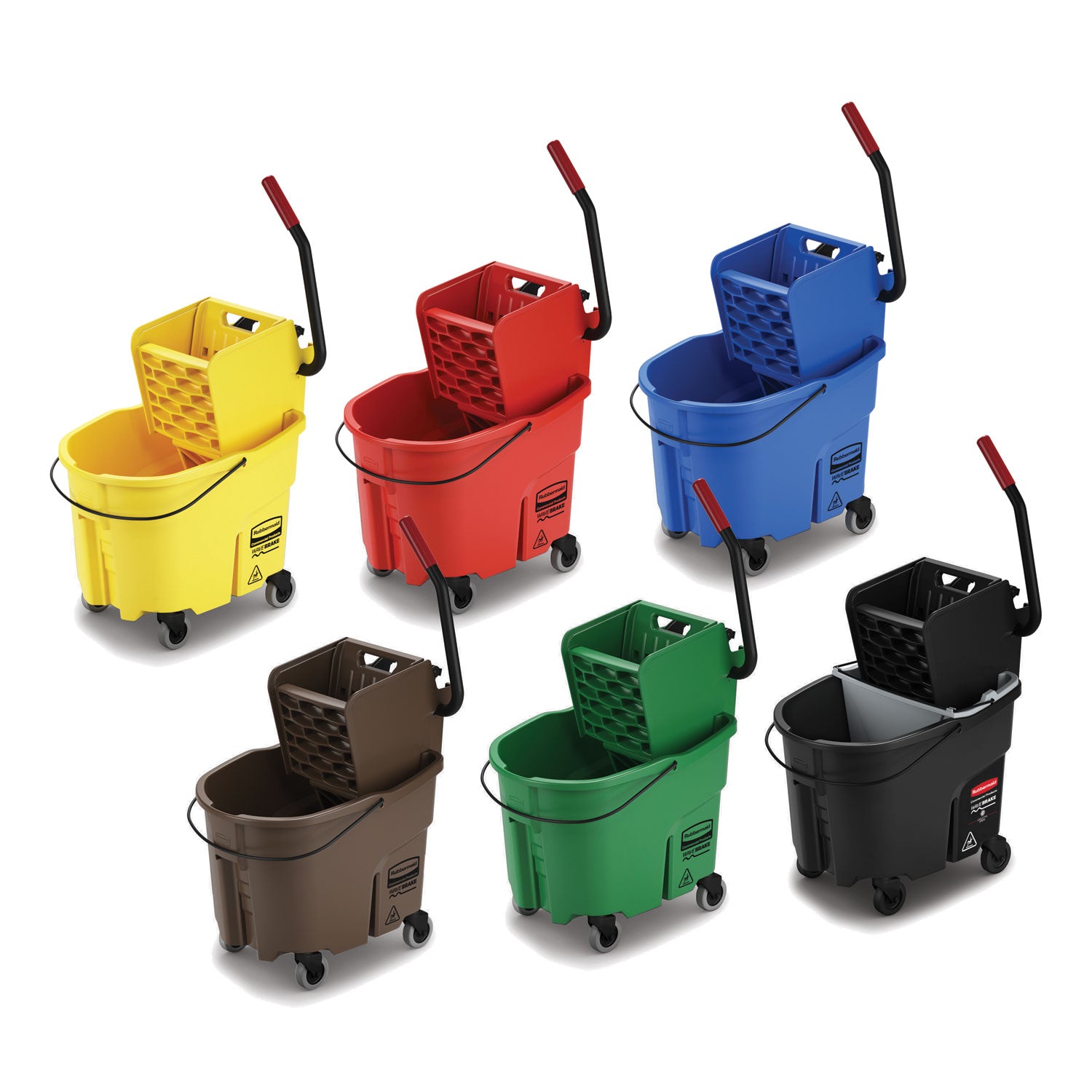 Rubbermaid® Commercial Wavebrake 2.0 Bucket/wringer Combos, Down-Press, 35 Qt, Plastic, Yellow