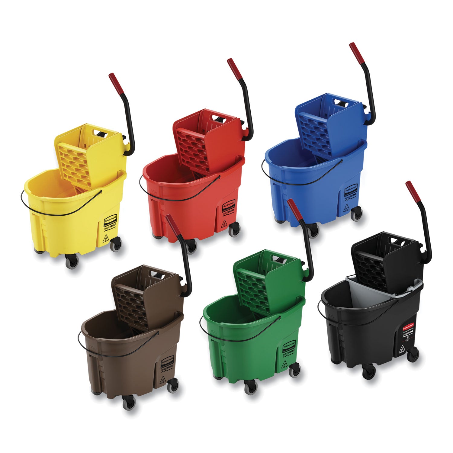 Rubbermaid® Commercial Wavebrake 2.0 Bucket/wringer Combos, Down-Press, 35 Qt, Plastic, Black