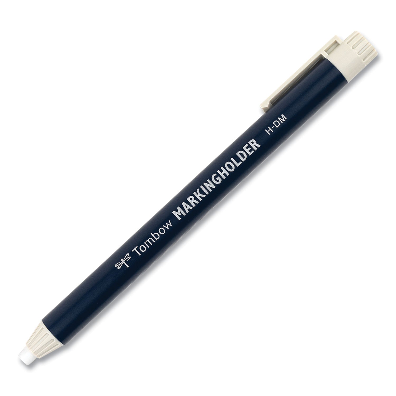 Tombow® Wax-Based Marking Pencil, 4.4 Mm, White Wax, Navy Blue Barrel, 10/box