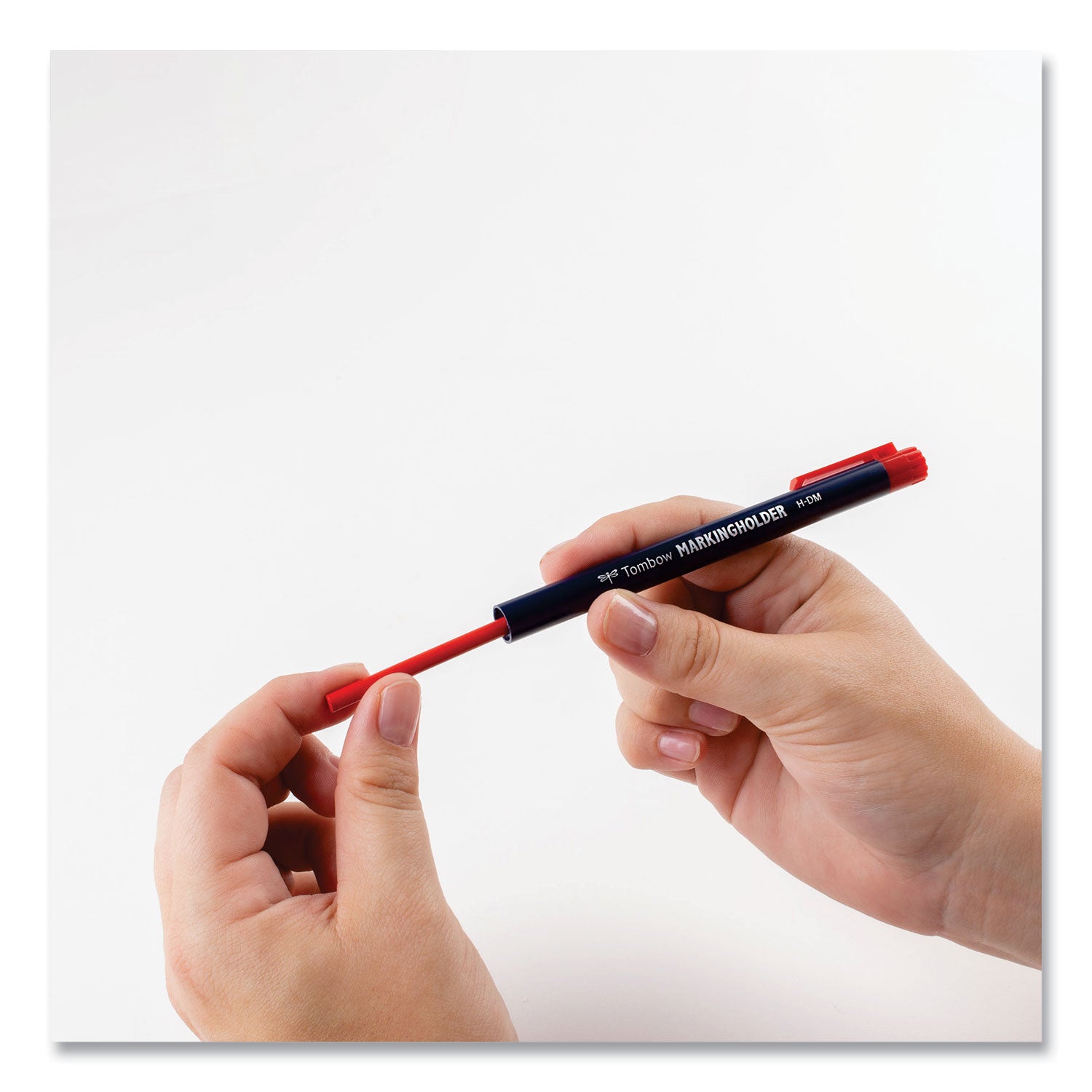 Tombow® Wax-Based Marking Pencil, 4.4 Mm, Red Wax, Navy Blue Barrel, 10/box
