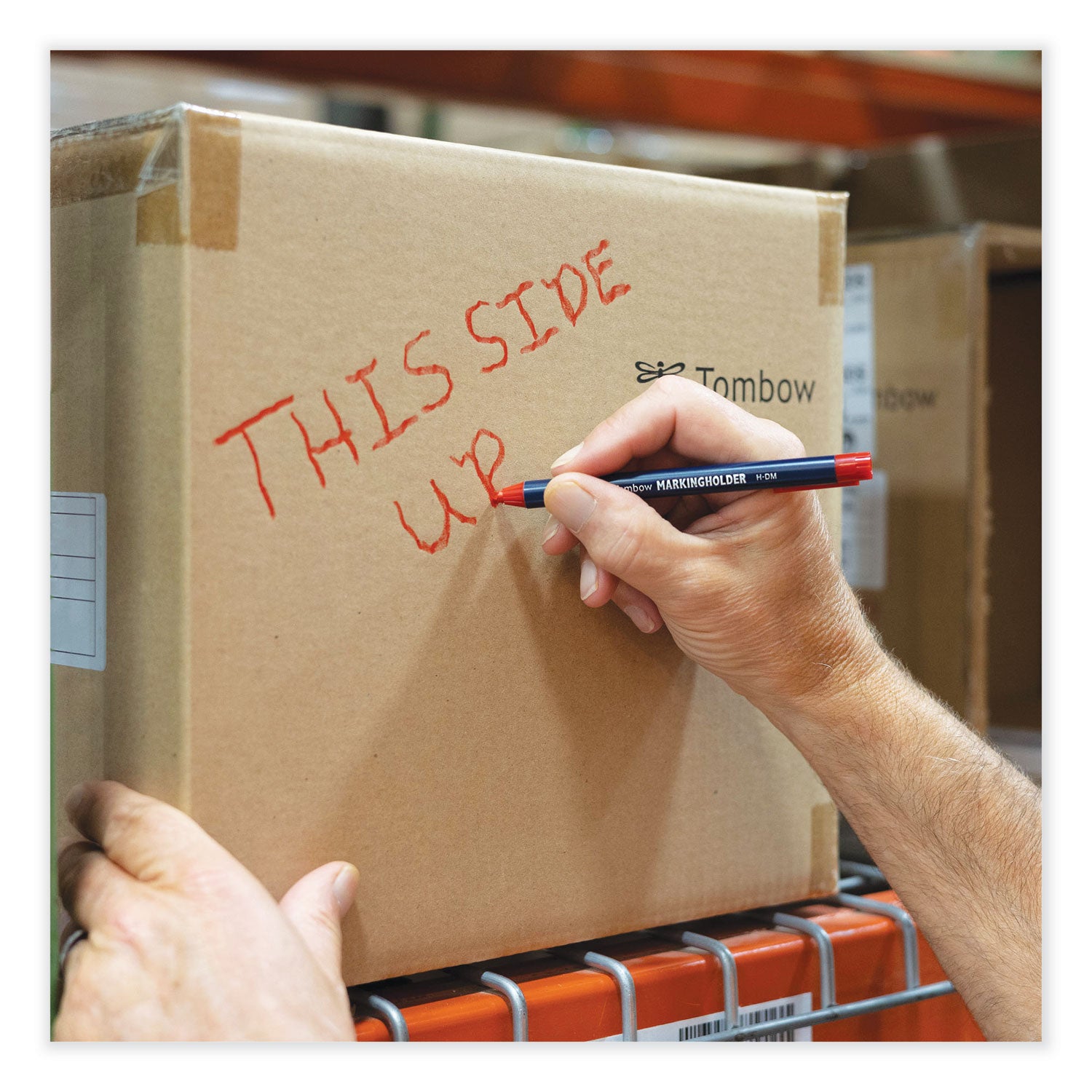 Tombow® Wax-Based Marking Pencil, 4.4 Mm, Red Wax, Navy Blue Barrel, 10/box