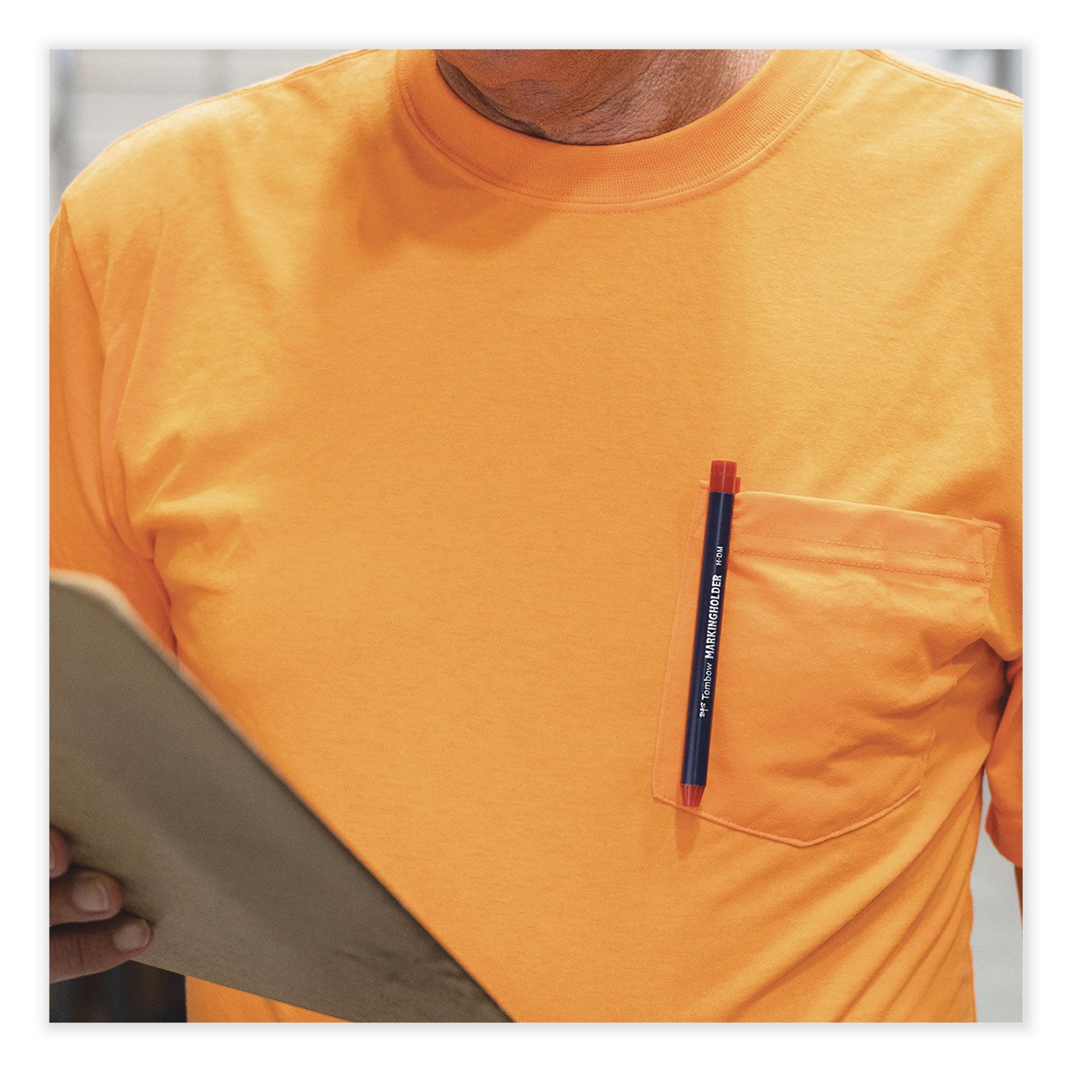 Tombow® Wax-Based Marking Pencil, 4.4 Mm, Red Wax, Navy Blue Barrel, 10/box