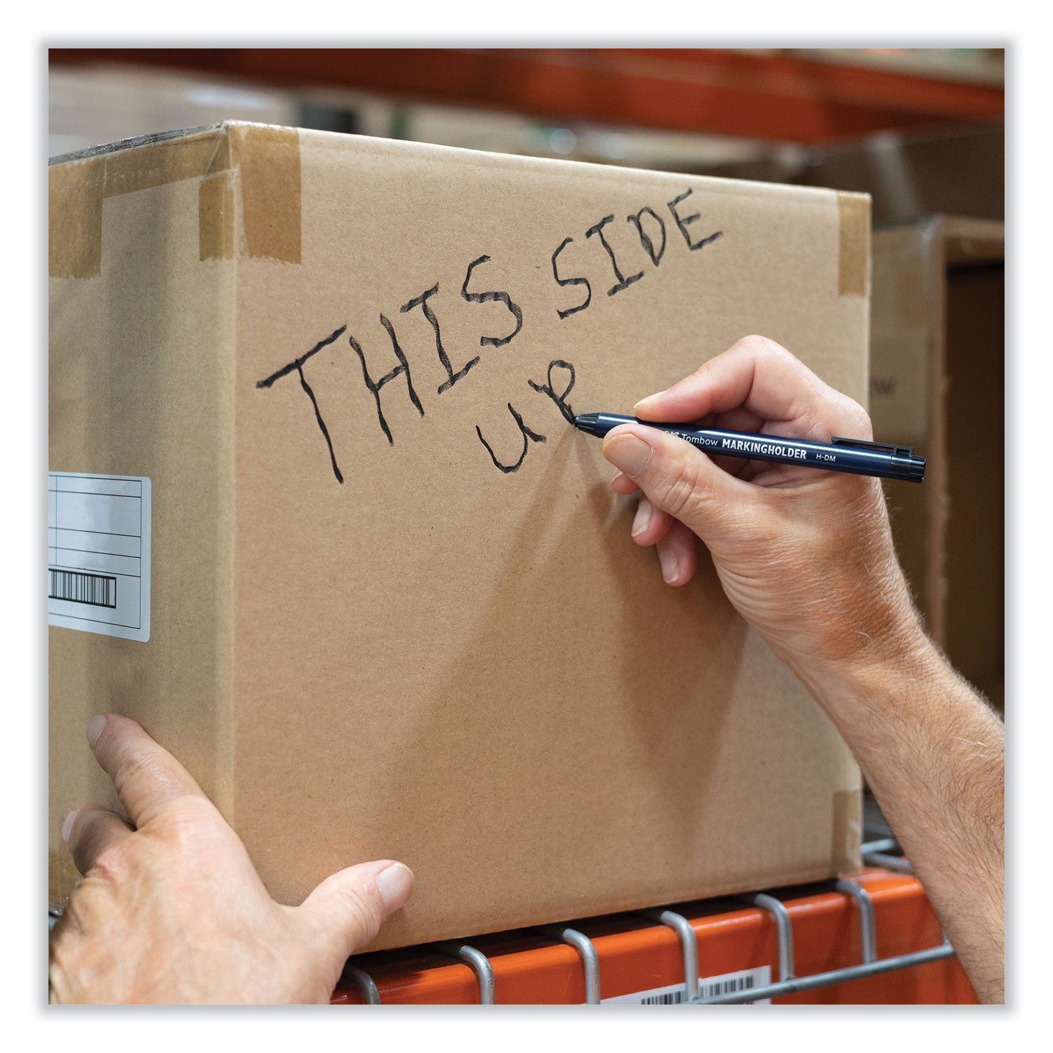 Tombow® Wax-Based Marking Pencil, 4.4 Mm, Black Wax, Navy Blue Barrel, 10/box