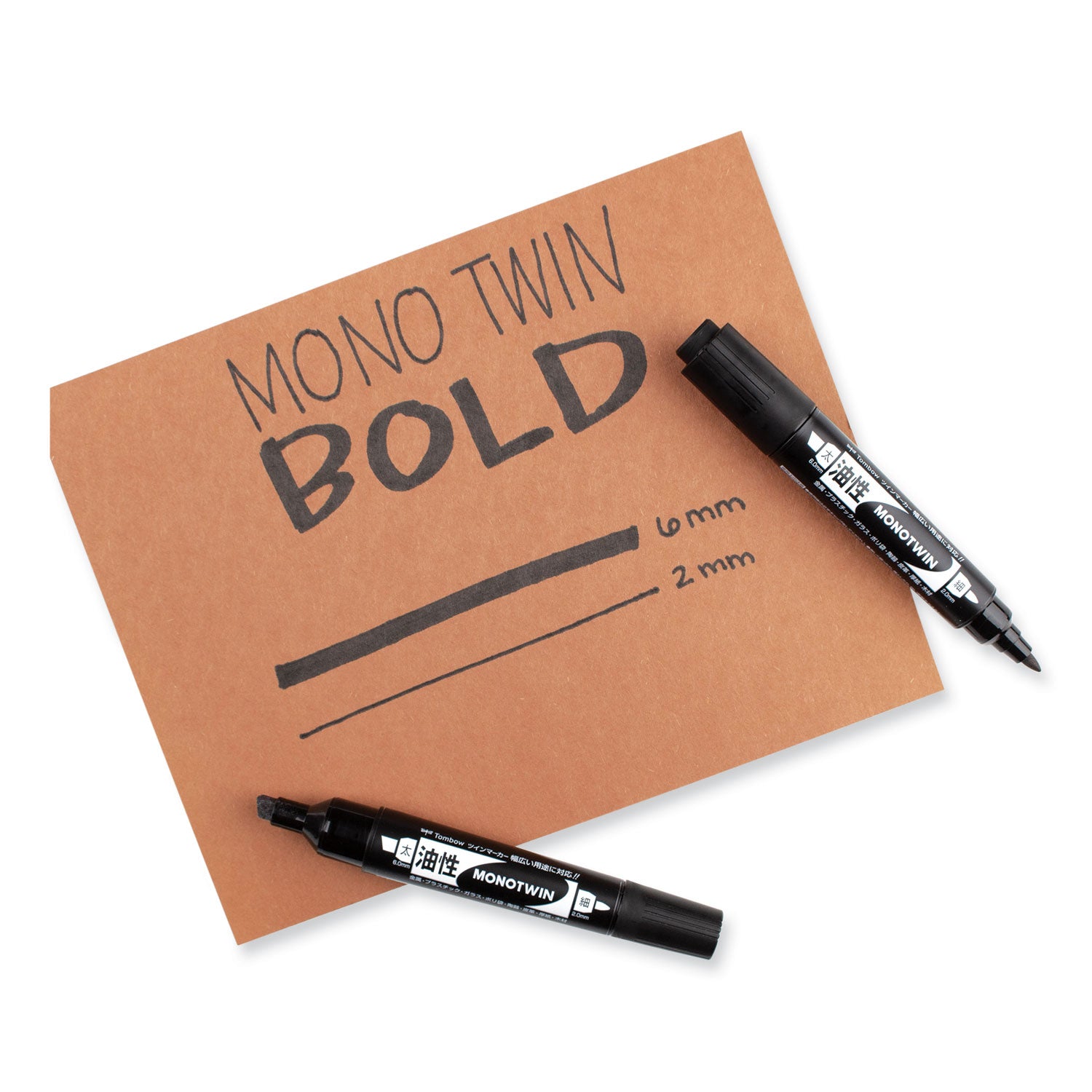 Tombow® Mono Twin Bold Permanent Marker, Fine/broad Tips, Black, 10/box